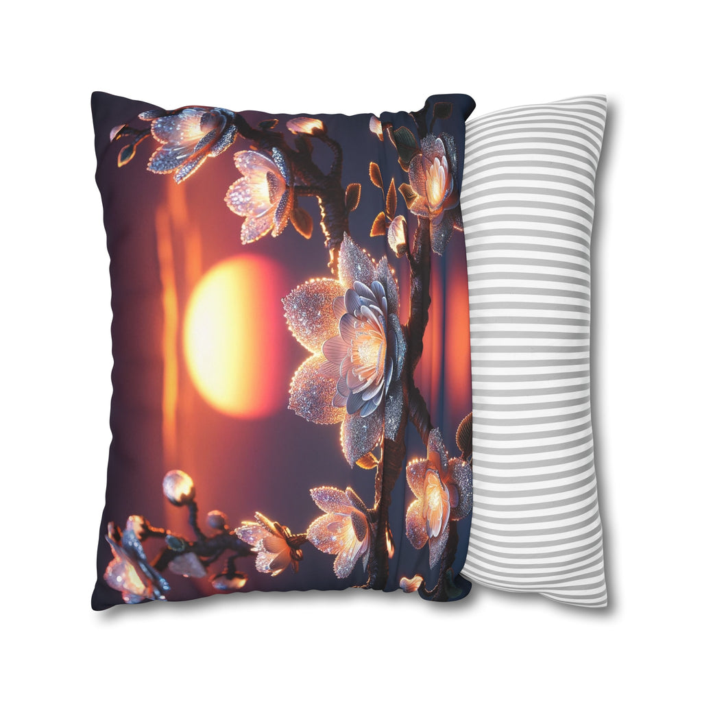 White, diamond flowers in the night - Suede Square Pillowcase