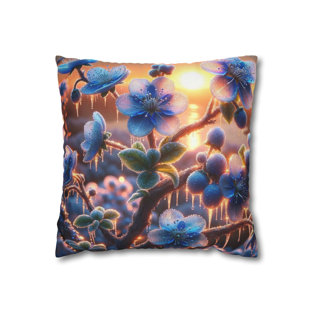 Pillowcase with Blue Flowers and Diamonds