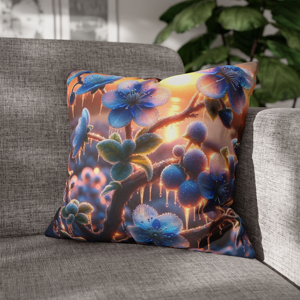 Pillowcase with Blue Flowers and Diamonds