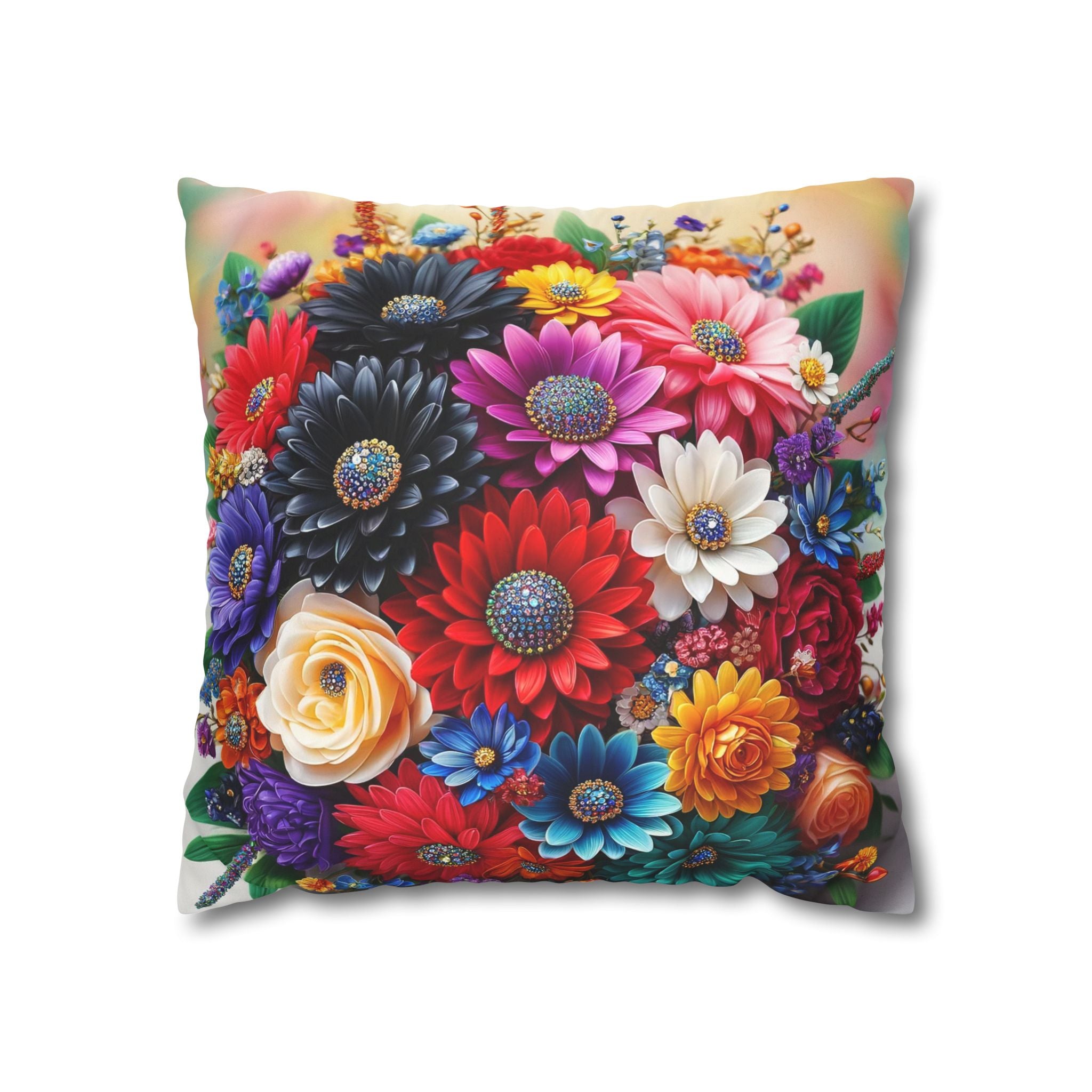Colourful Bouquet of bright coloured flowers - Suede Square Pillowcase