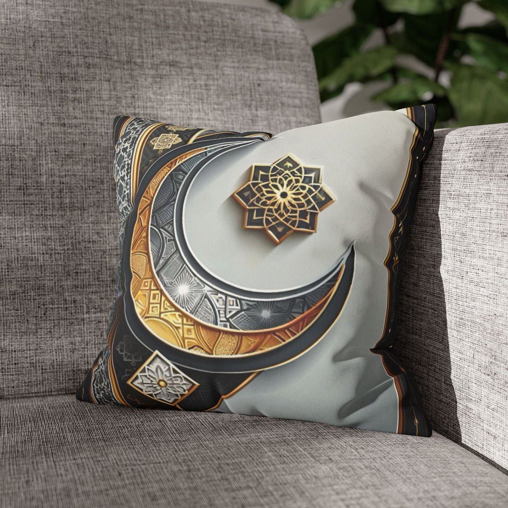 Islamic Art (gold & silver moon)) - Suede Square Pillowcase