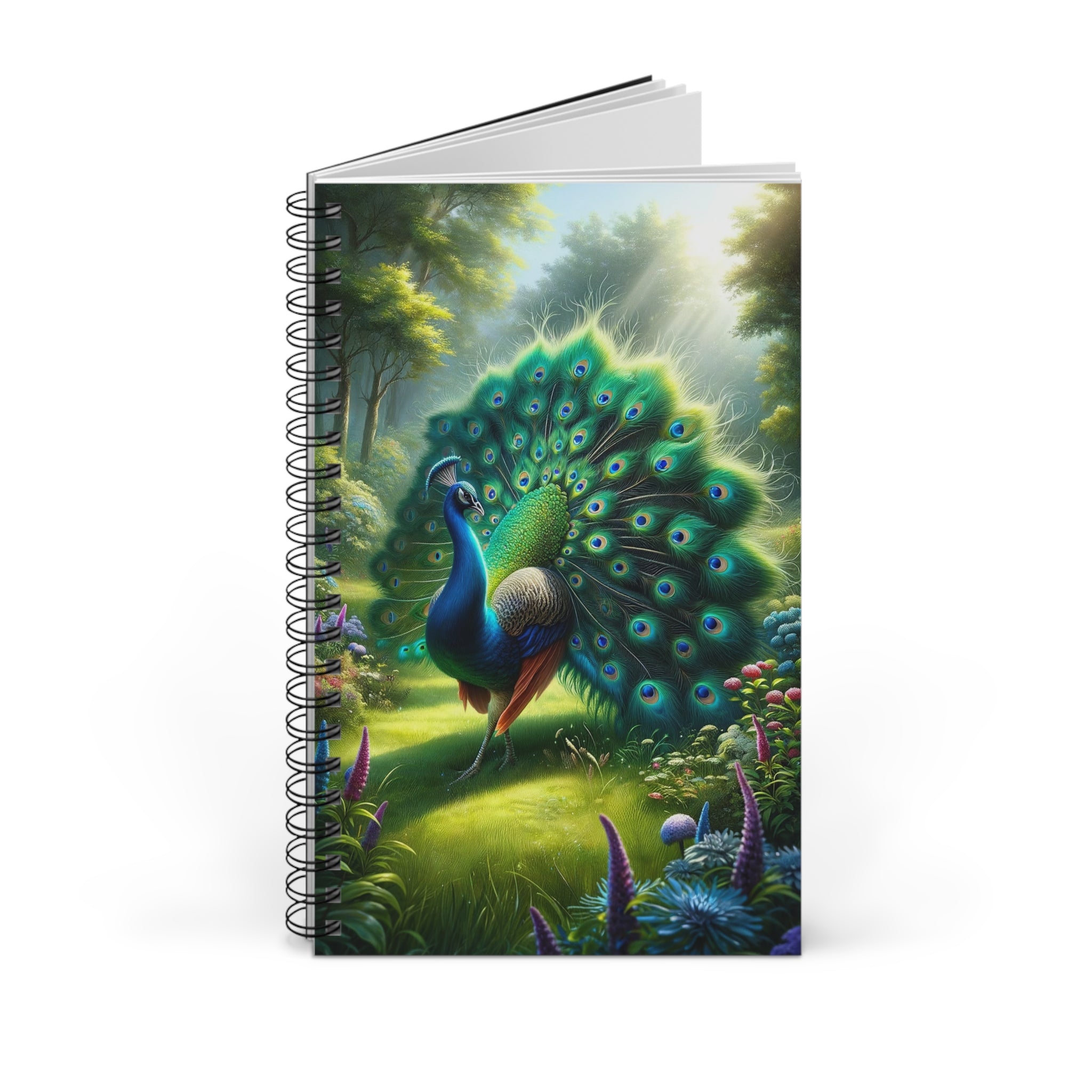 Vibrant Green Peacock - Spiral Journal
