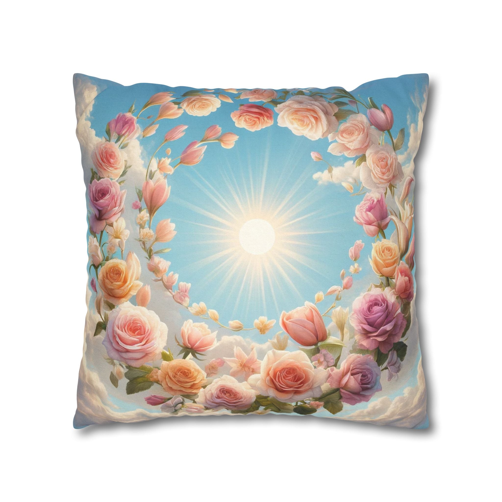 Roses in a circle - Polyester Square Pillowcase