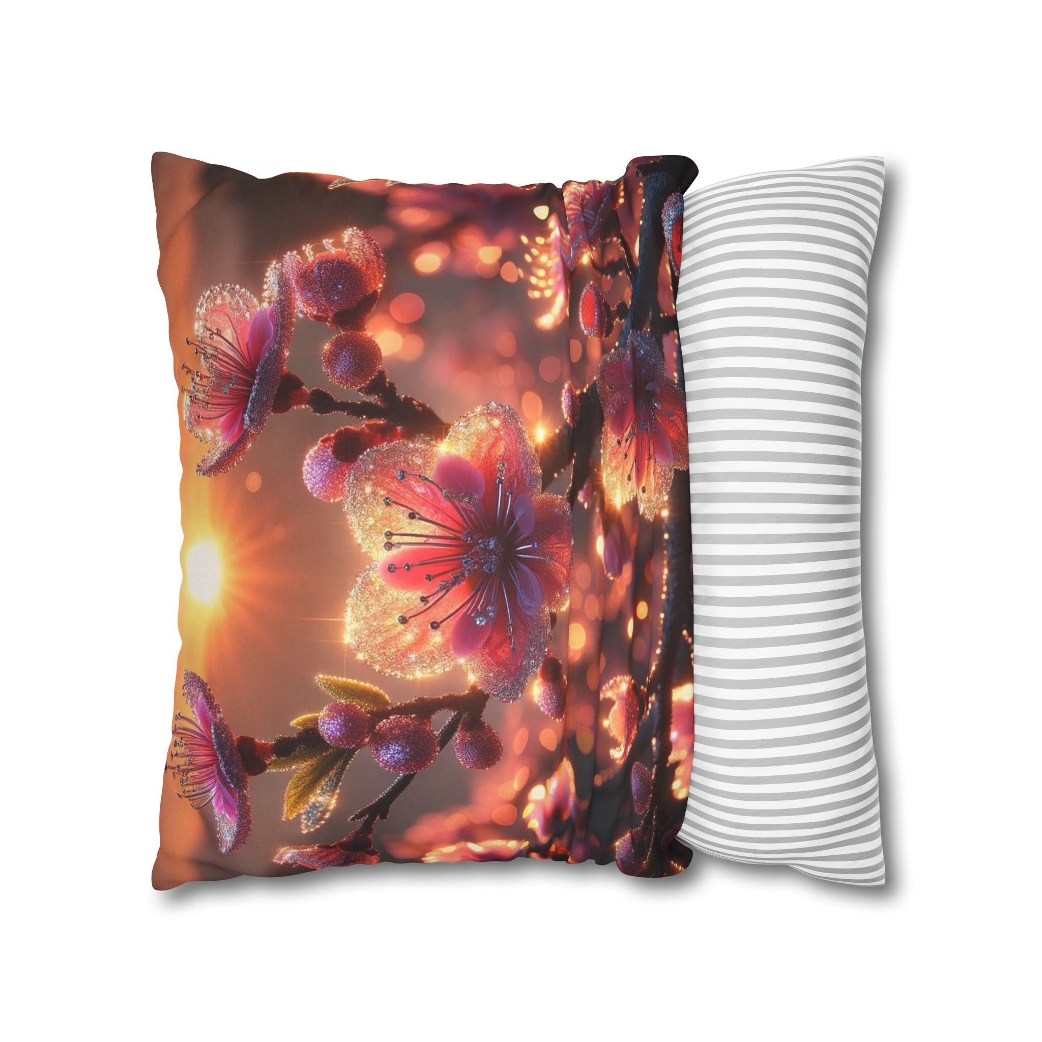Pink diamond flowers (in sunset) - Suede Square Pillowcase