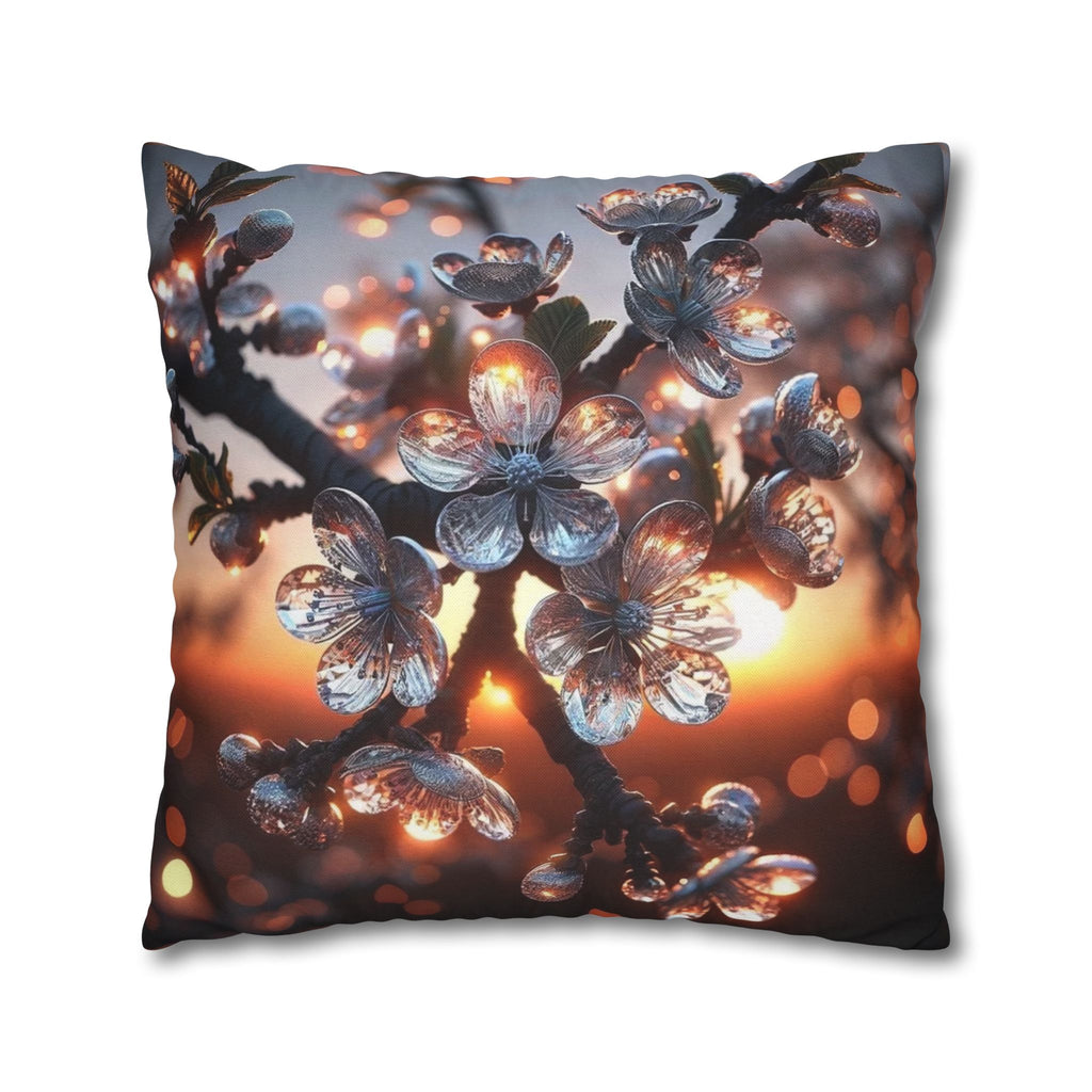 A branch full of white flowers - Polyester Square Pillowcase