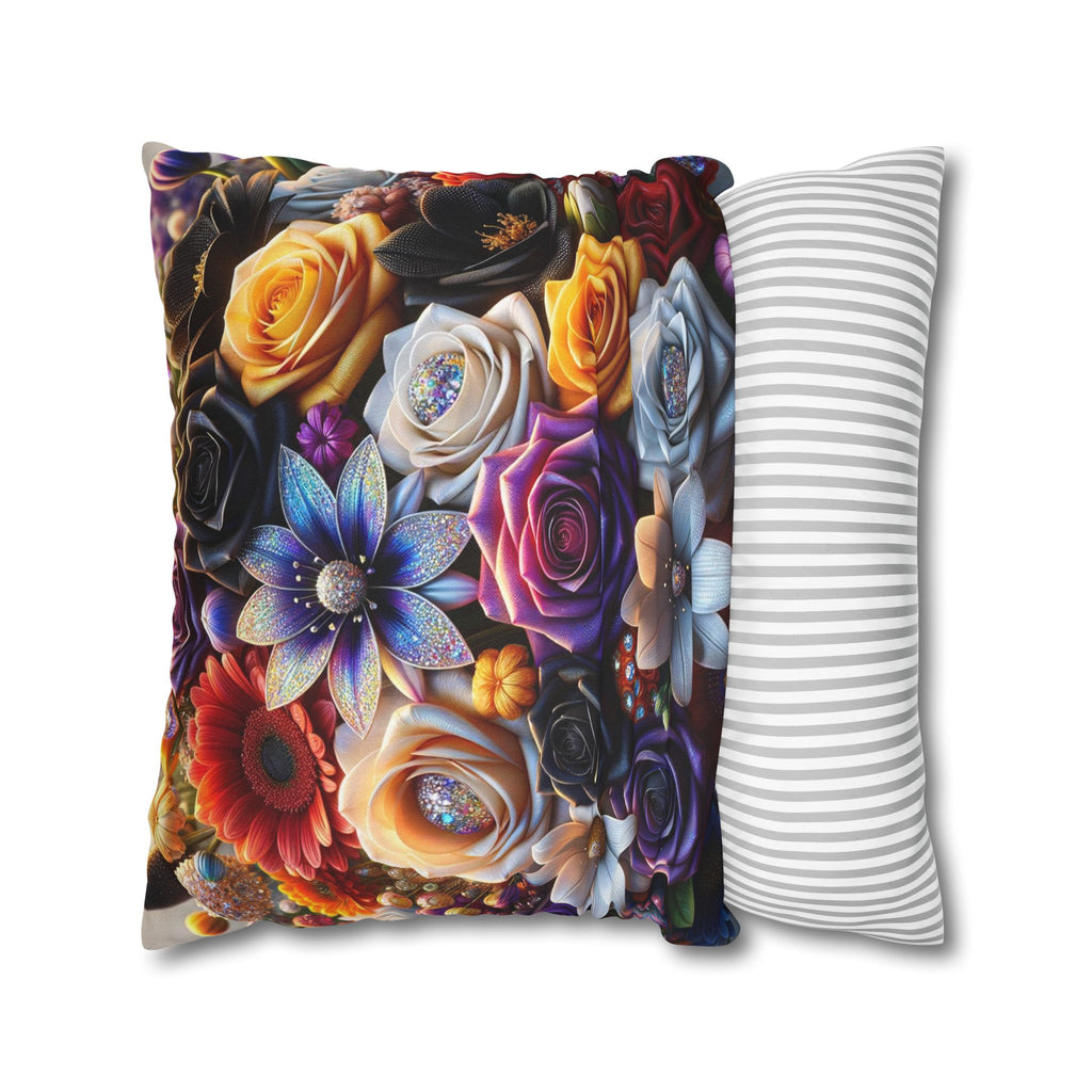 Colourful Bouquet (big flowers) - Polyester Square Pillowcase