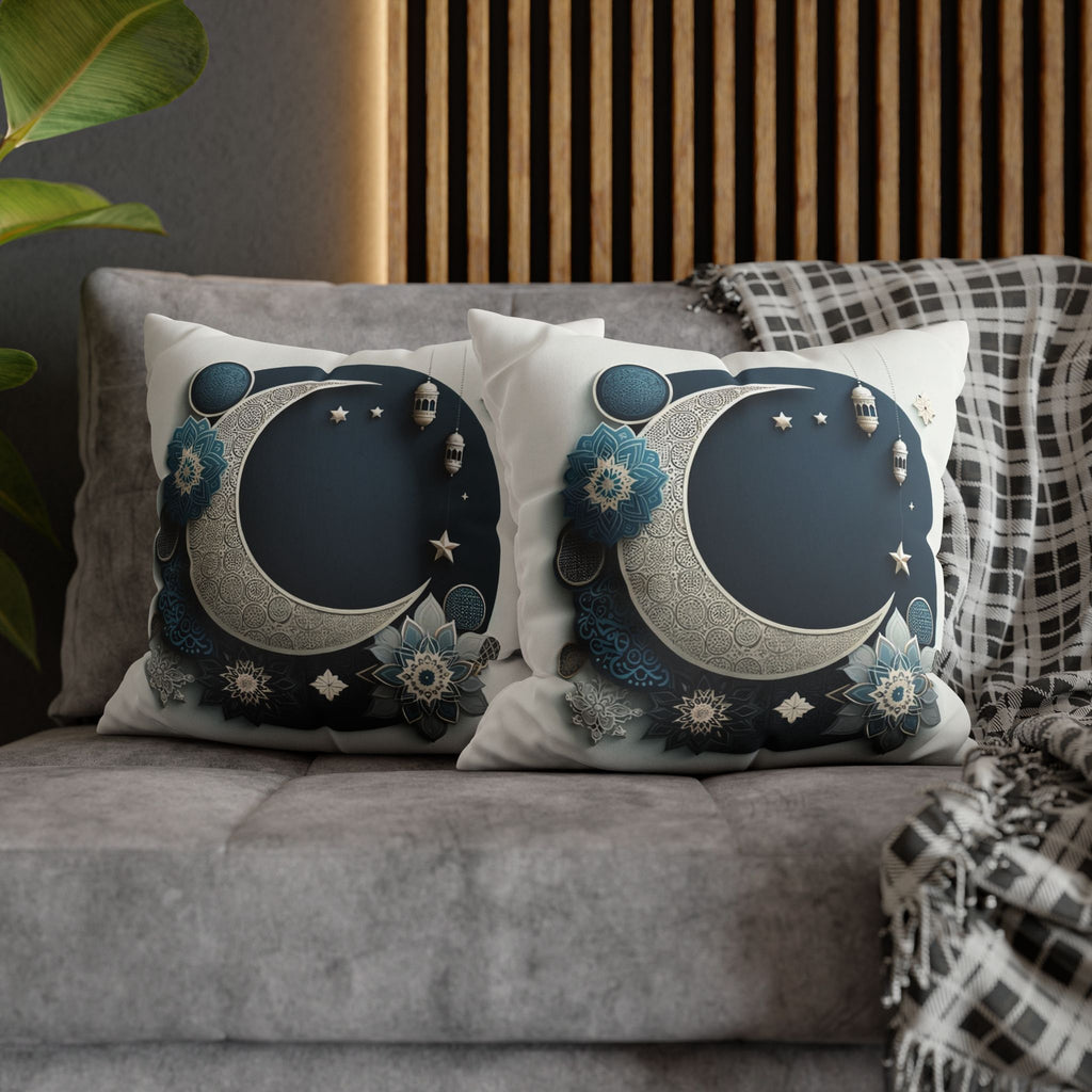 Islamic Art (large silver moon) - Suede Square Pillowcase
