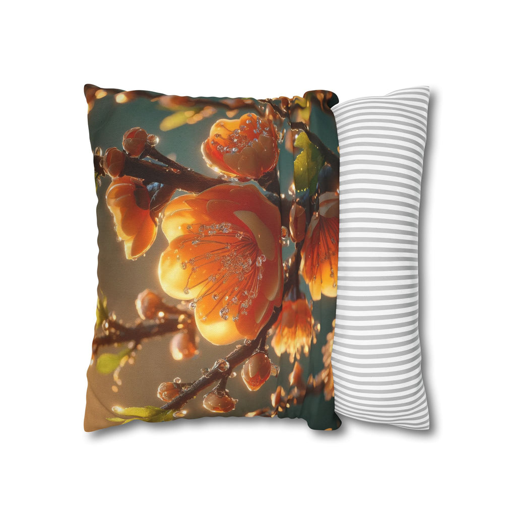 Orange-yellow diamond flowers - Polyester Square Pillowcase