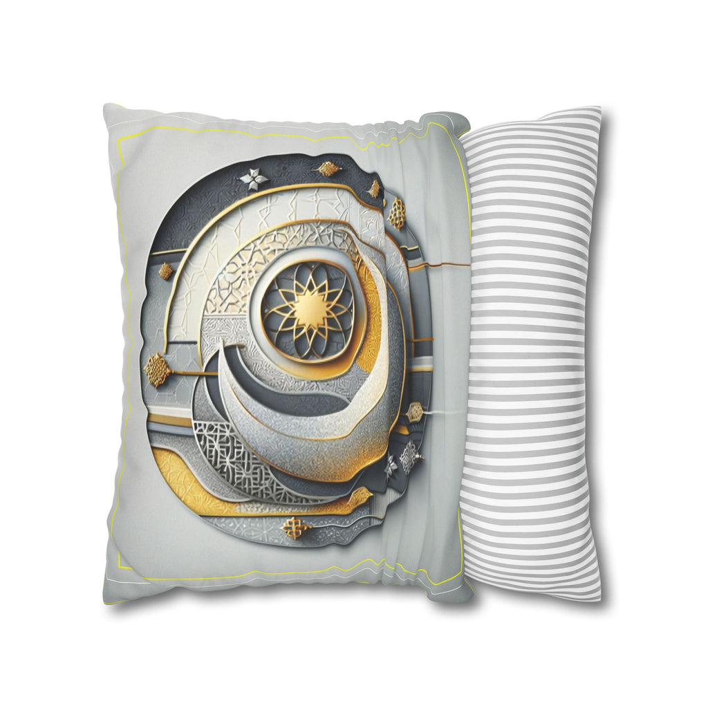Islamic Art (gold, silver and grey) - Suede Square Pillowcase