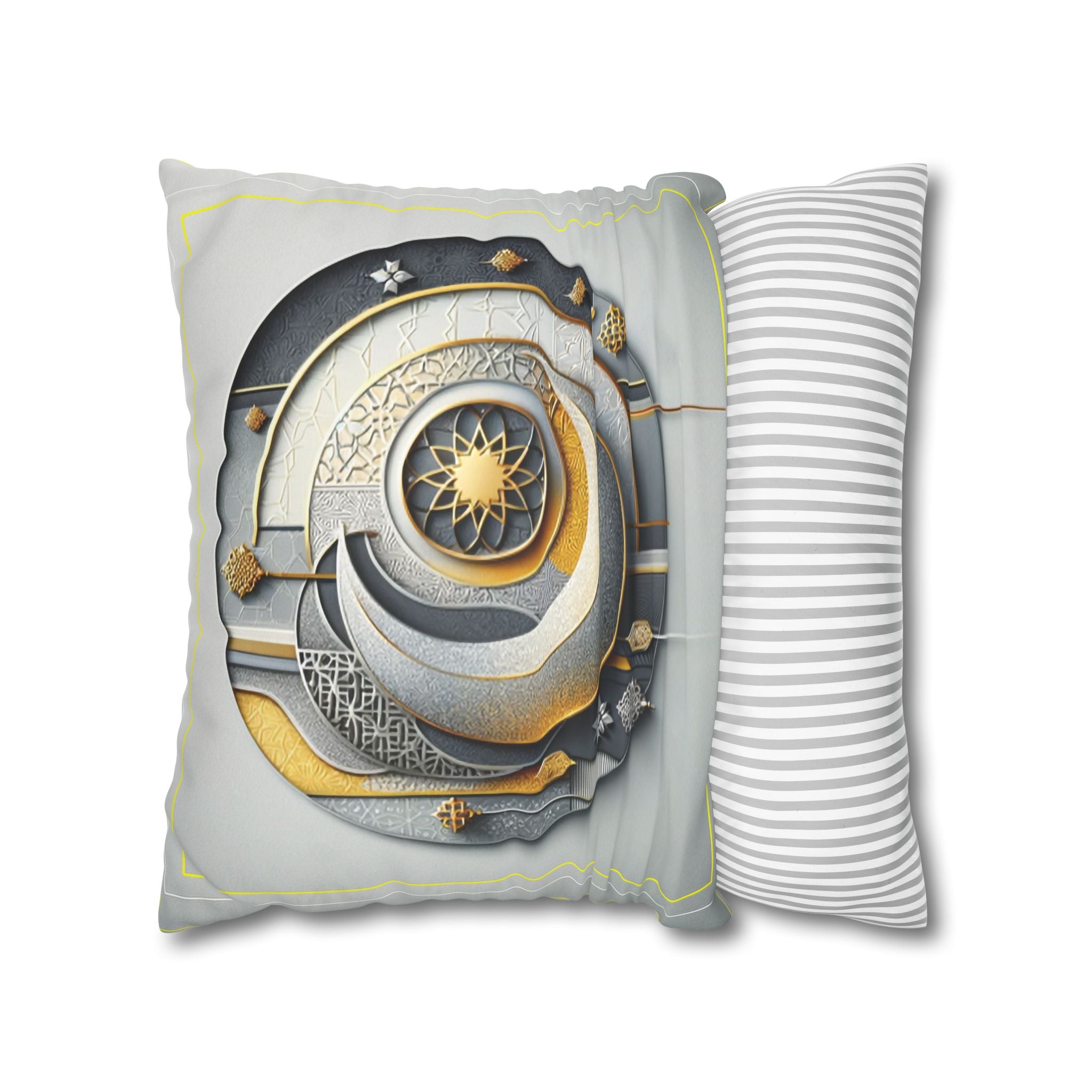 Islamic Art (gold, silver and grey) - Suede Square Pillowcase