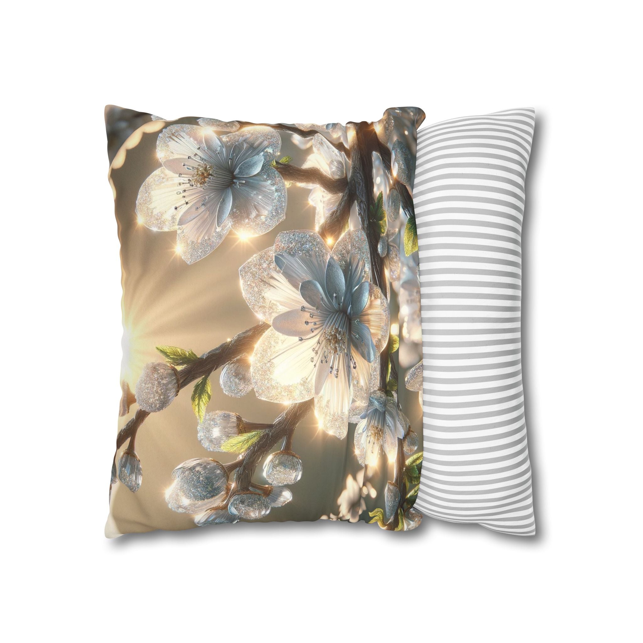 Big silver and white flowers - Suede Square Pillowcase