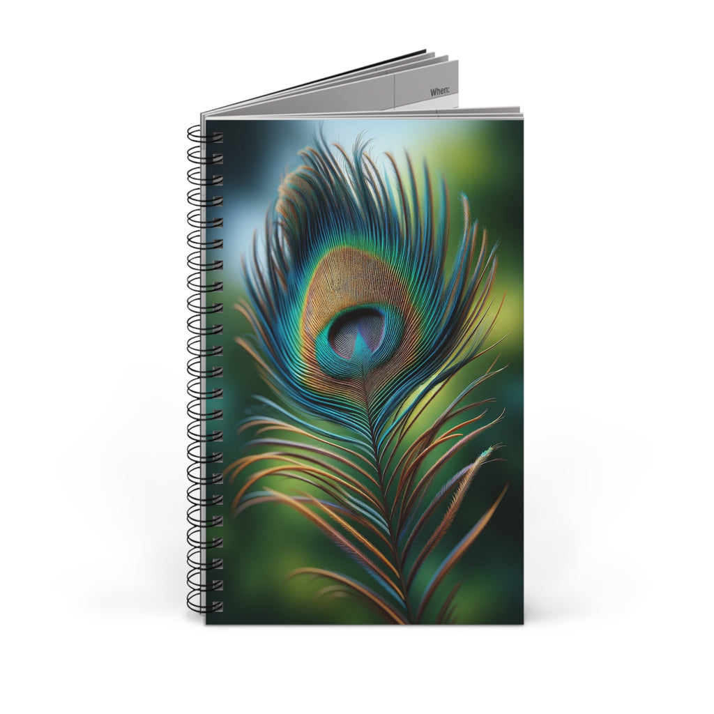 Fantasy Peacock Feather Blue-green (2) - Spiral Journal