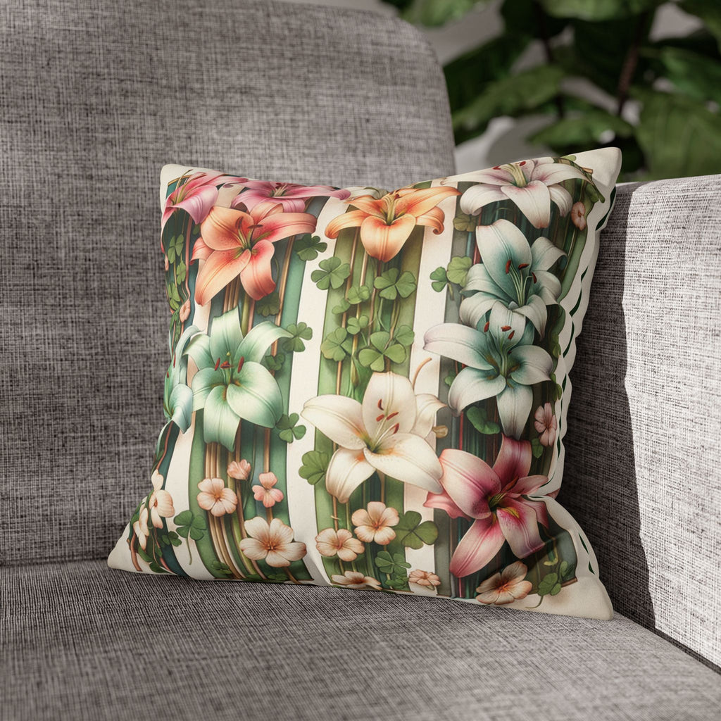 Lilies on a wall - Suede Square Pillowcase