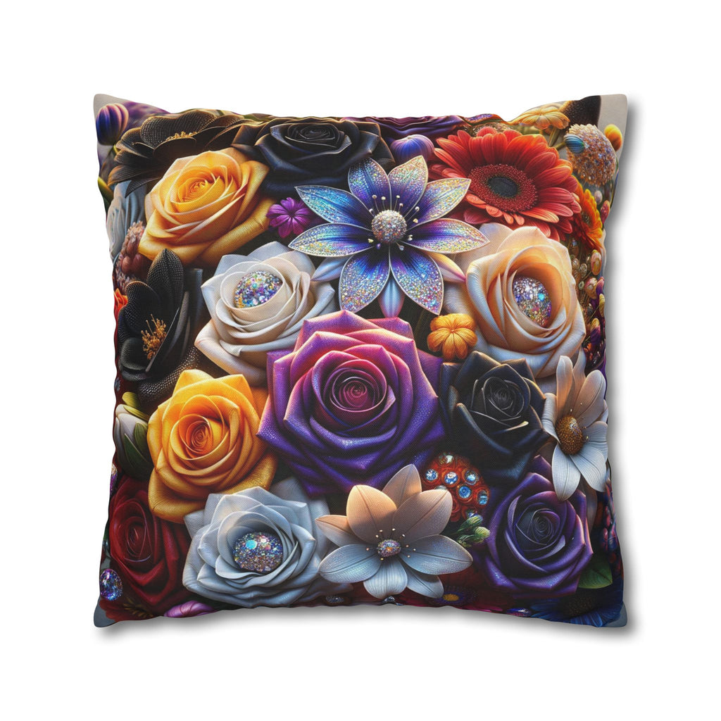 Colourful Bouquet (big flowers) - Polyester Square Pillowcase