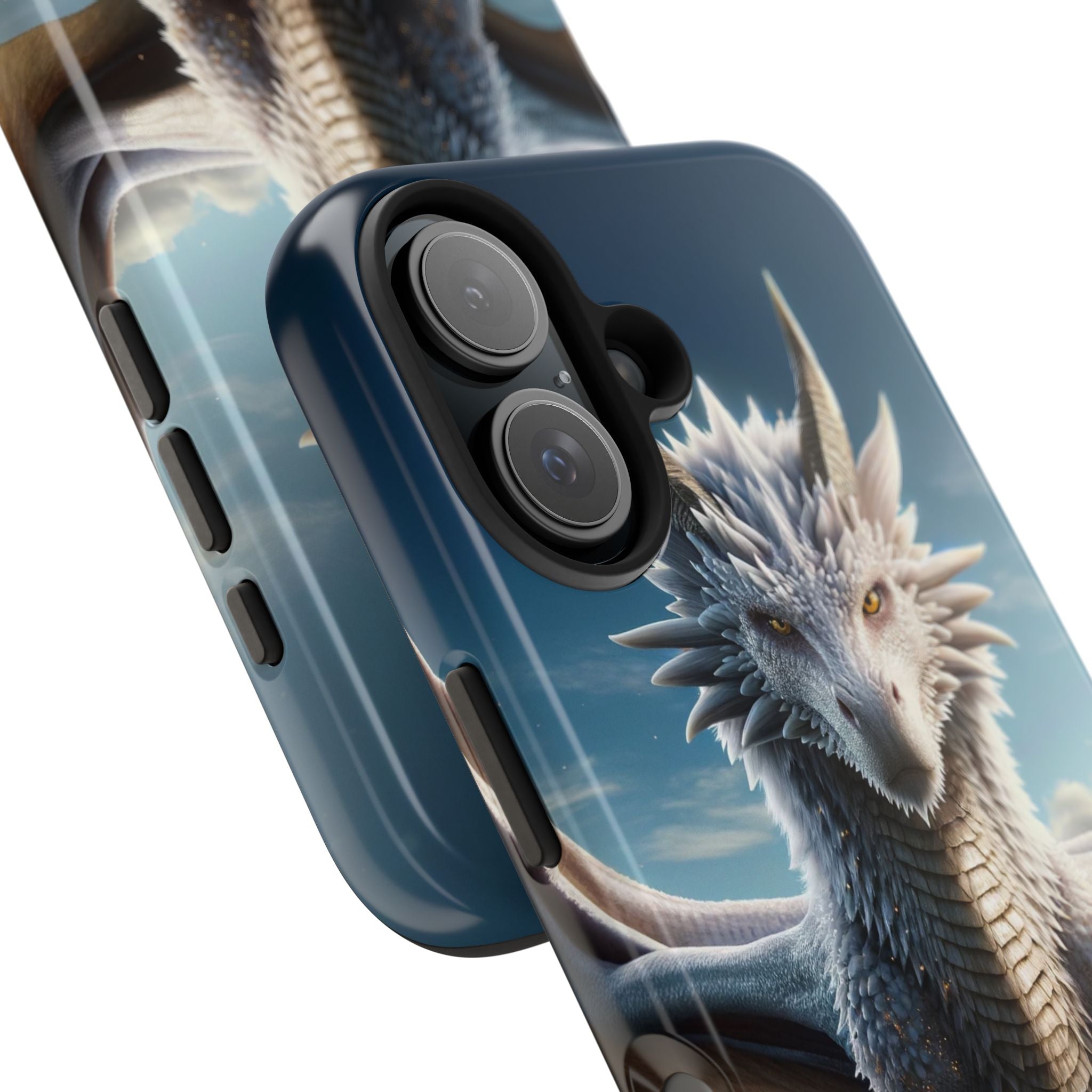 White dragon on a rock - Tough Phone Case