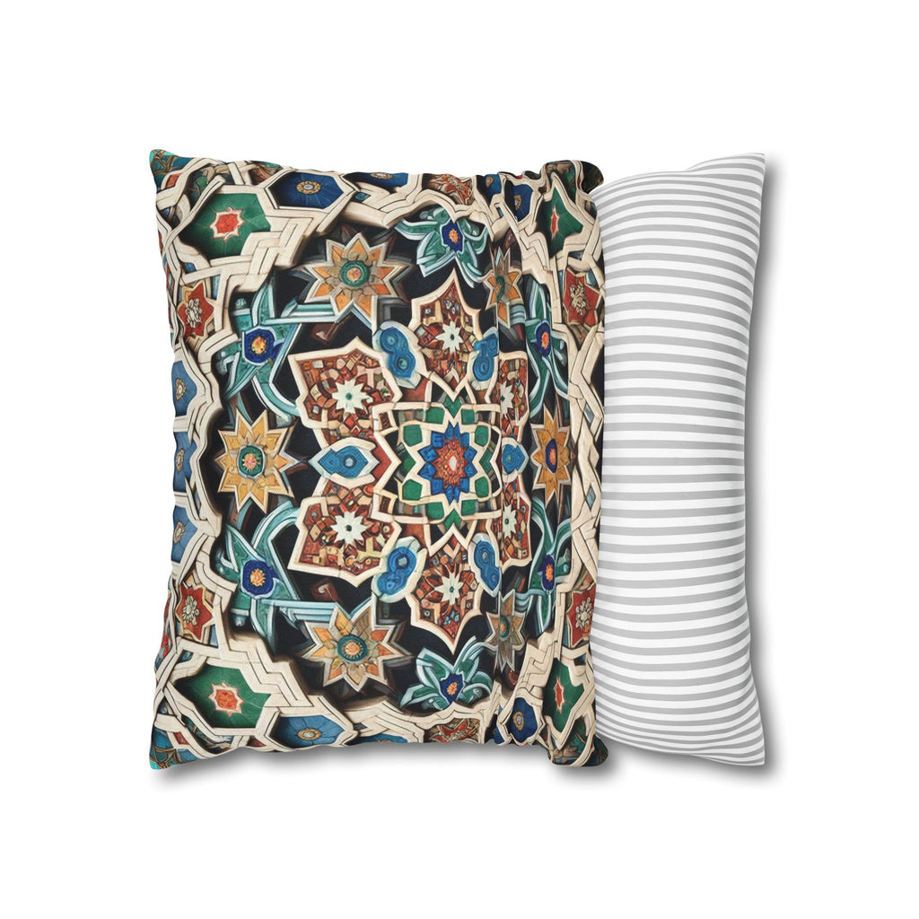 Persian Art , orange-blue - Polyester Square Pillowcase
