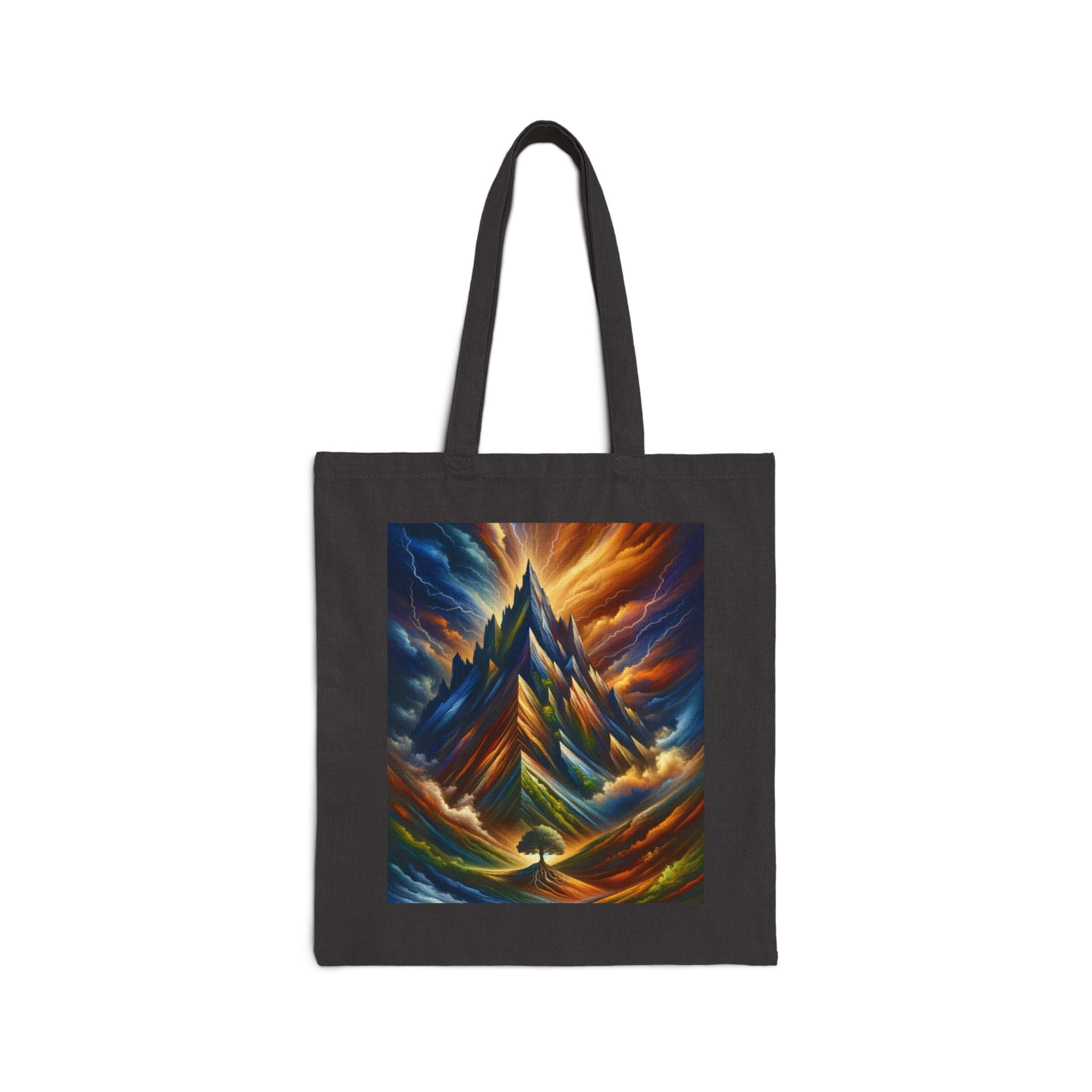 Vibrant Mountain Art Tote Bag, Eco-Friendly Canvas Bag, Reusable Shopping Tote, Gift for Nature Lovers, Art Lovers' Tote
