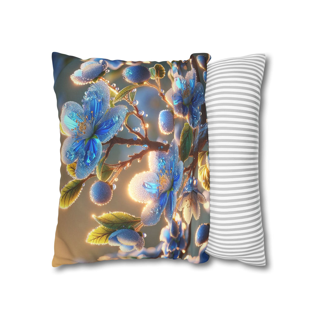 White-blue flowers - Suede Square Pillowcase