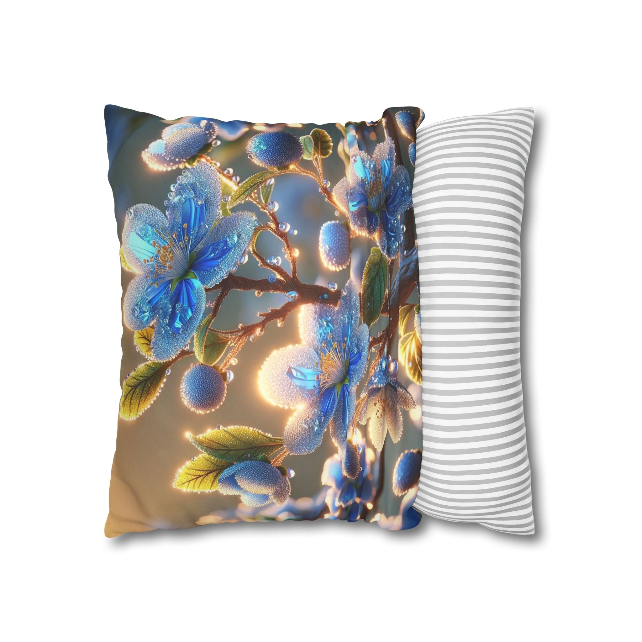 White-blue flowers - Suede Square Pillowcase