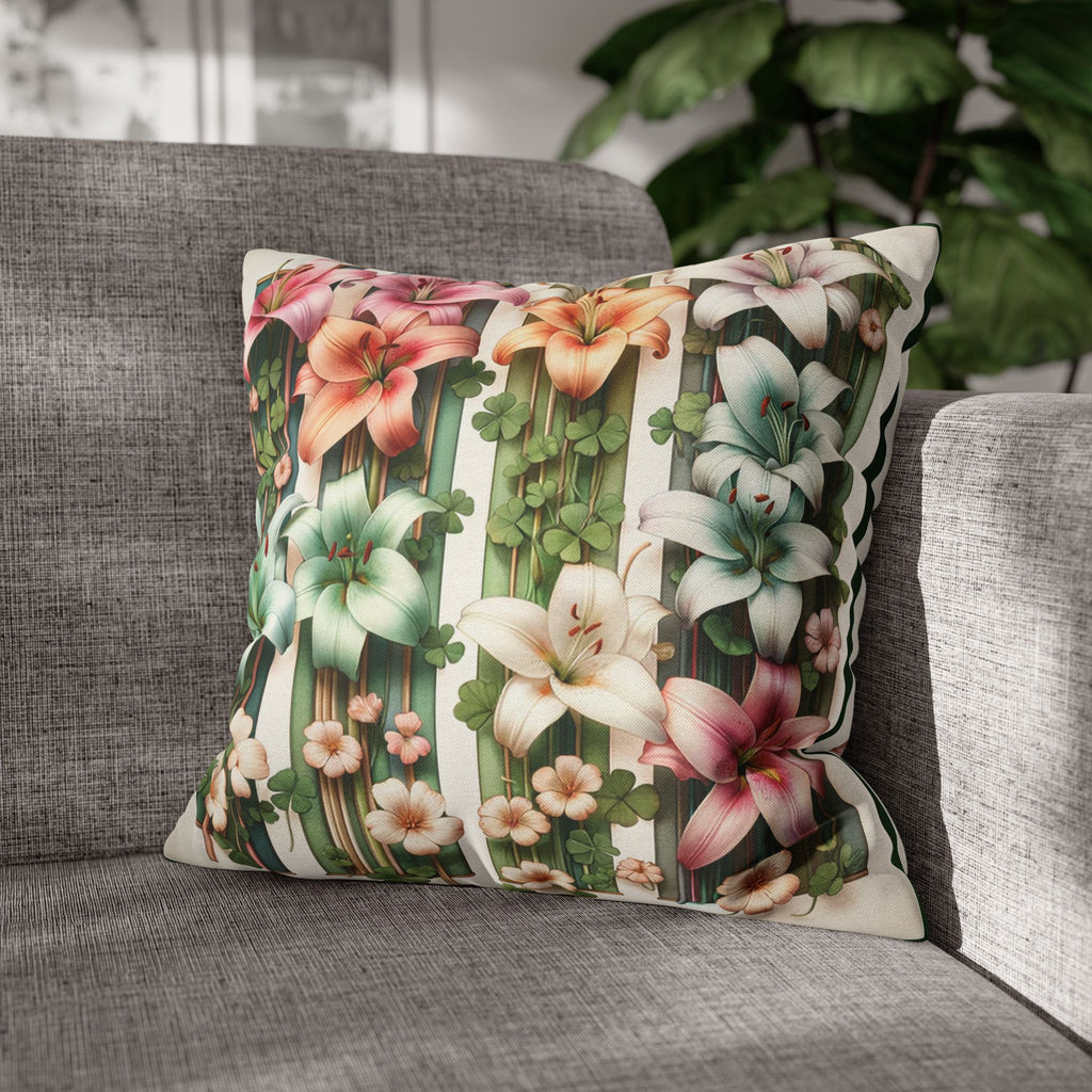 Lilies with little leaves - Polyester Square Pillowcase