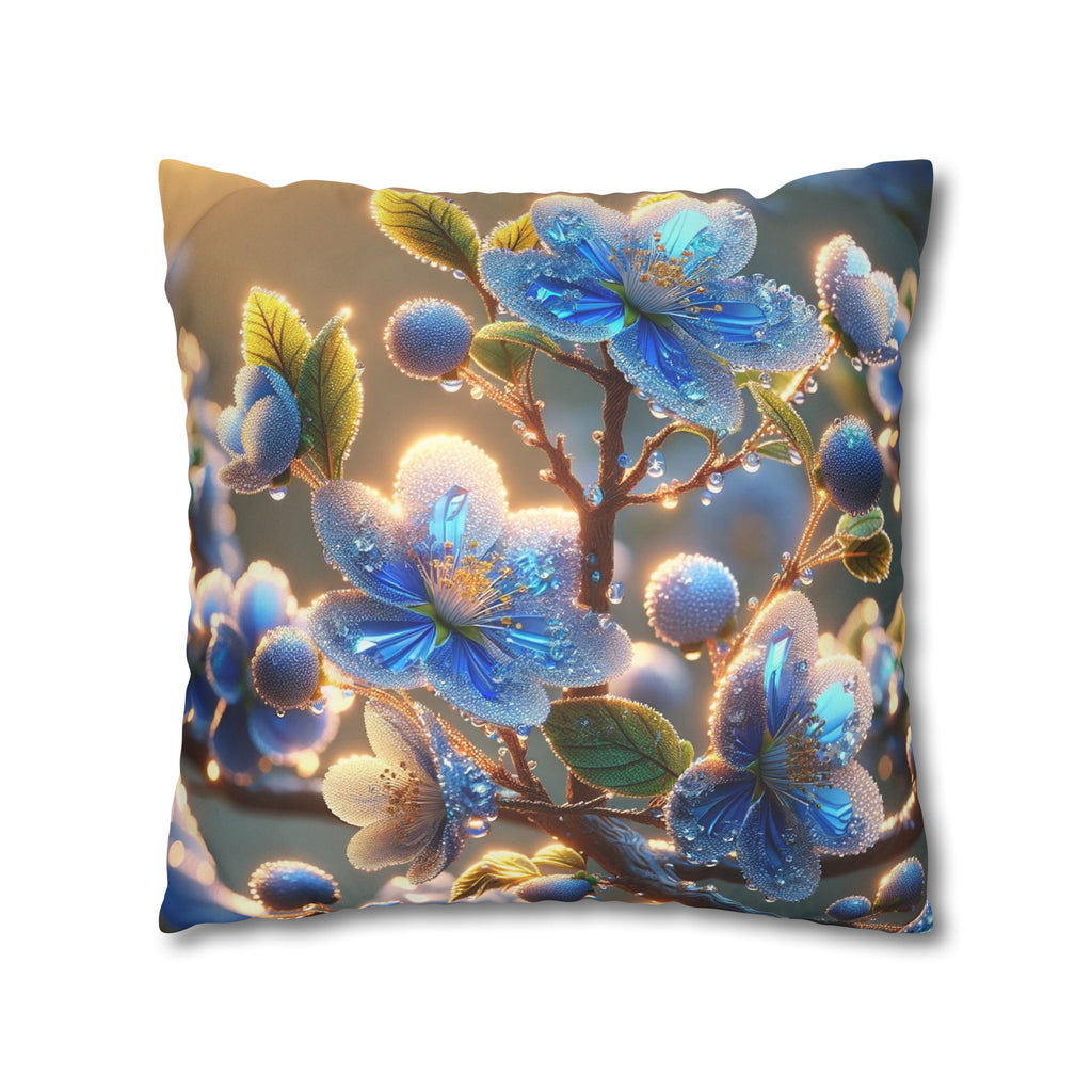 White-blue flowers - Suede Square Pillowcase