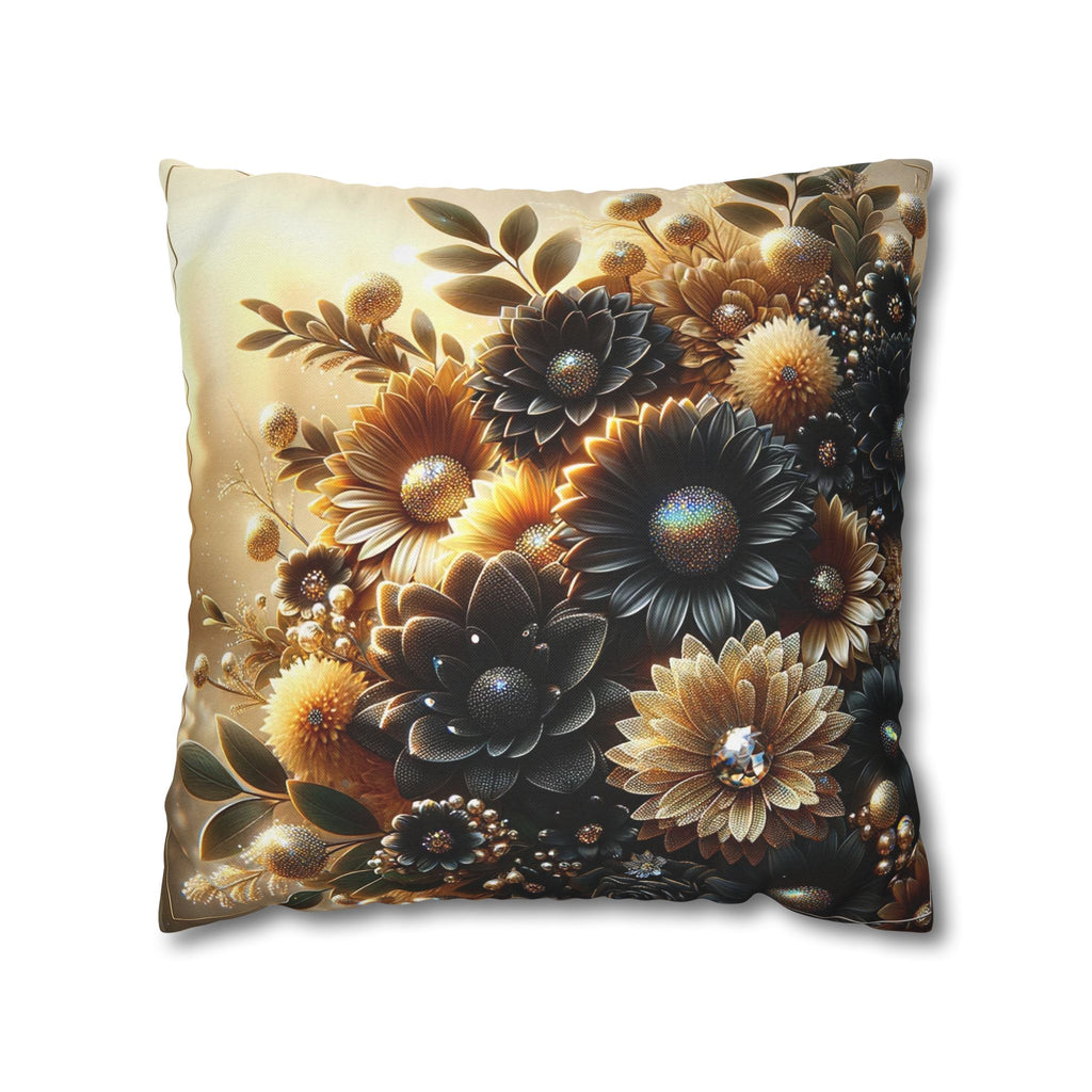 Black-golden Bouquet (2) - Polyester Square Pillowcase