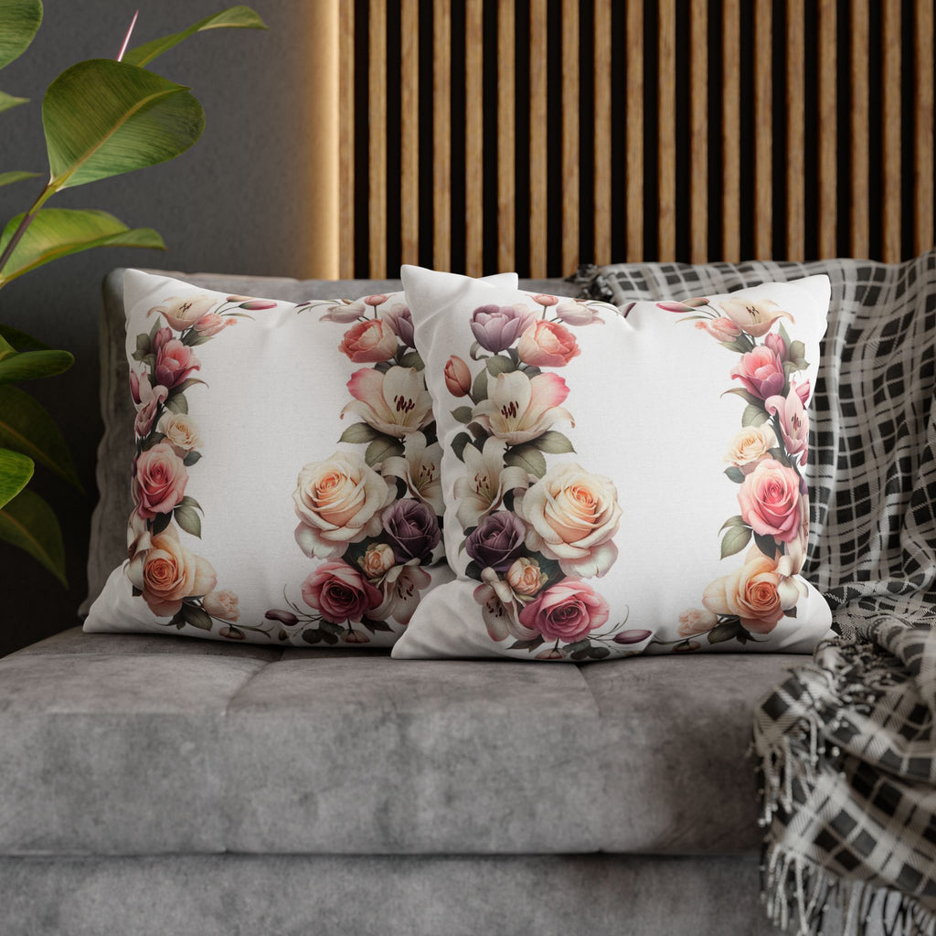 Roses on white background - Polyester Square Pillowcase