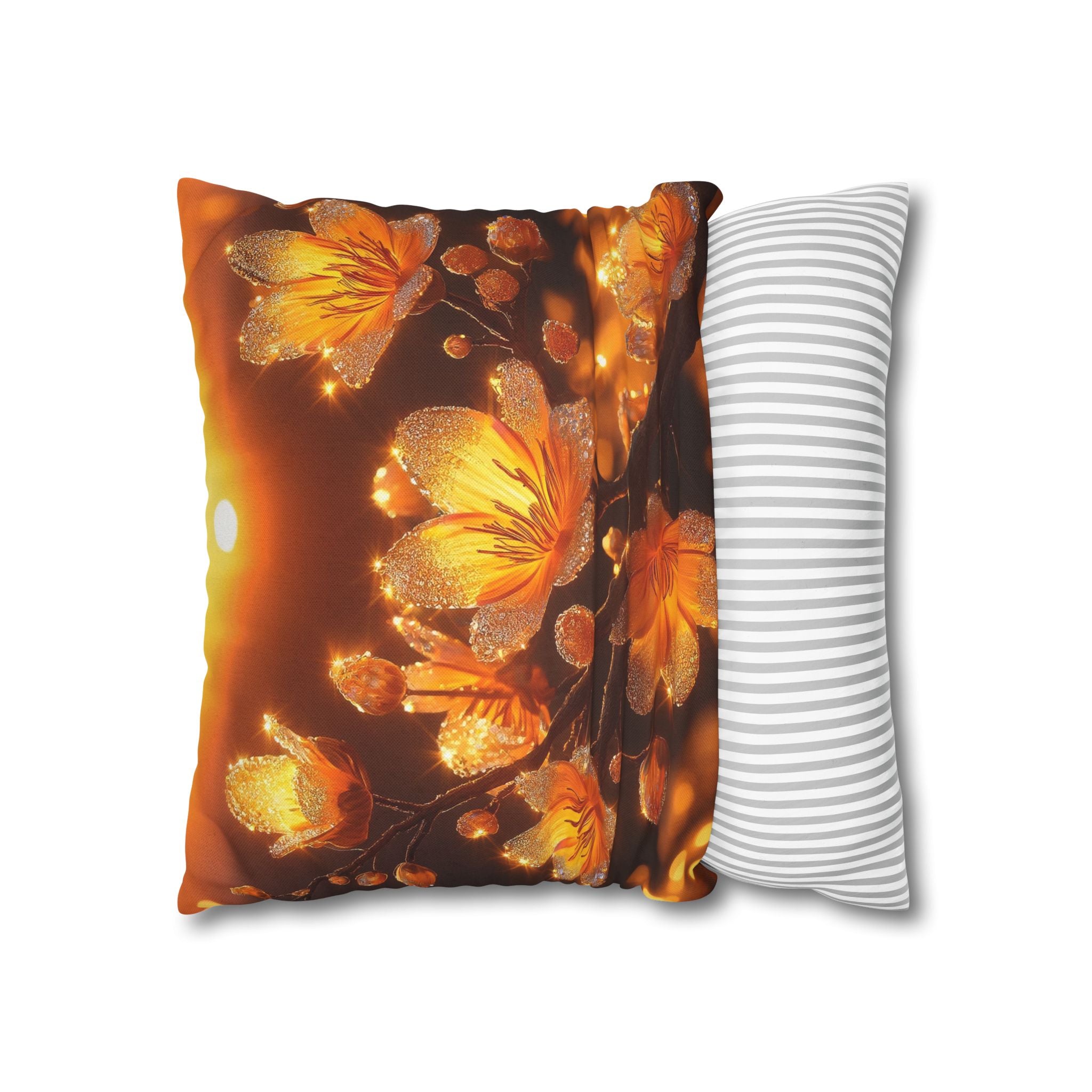 Yellow flowers in sunset - Polyester Square Pillowcase