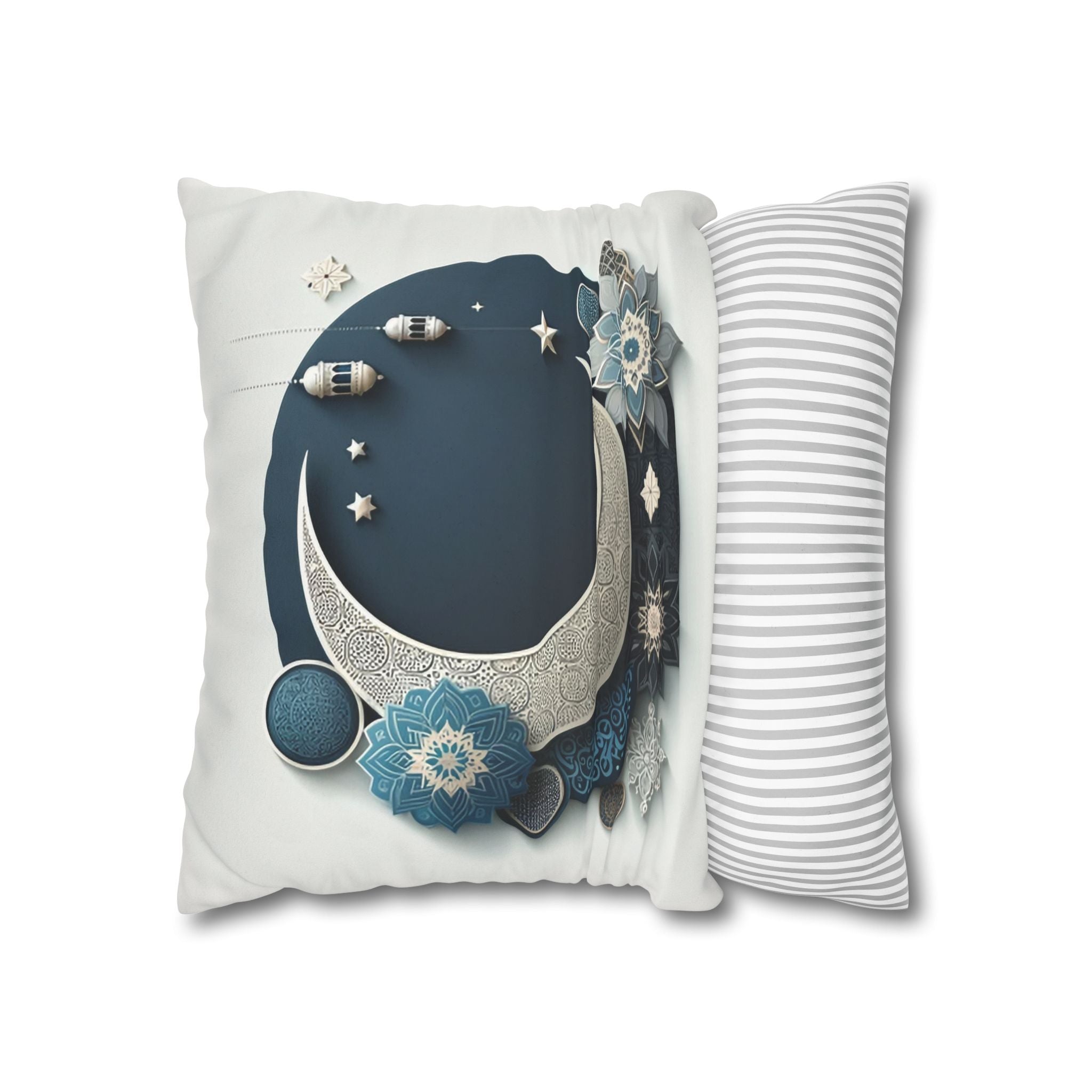 Islamic Art (large silver moon) - Suede Square Pillowcase