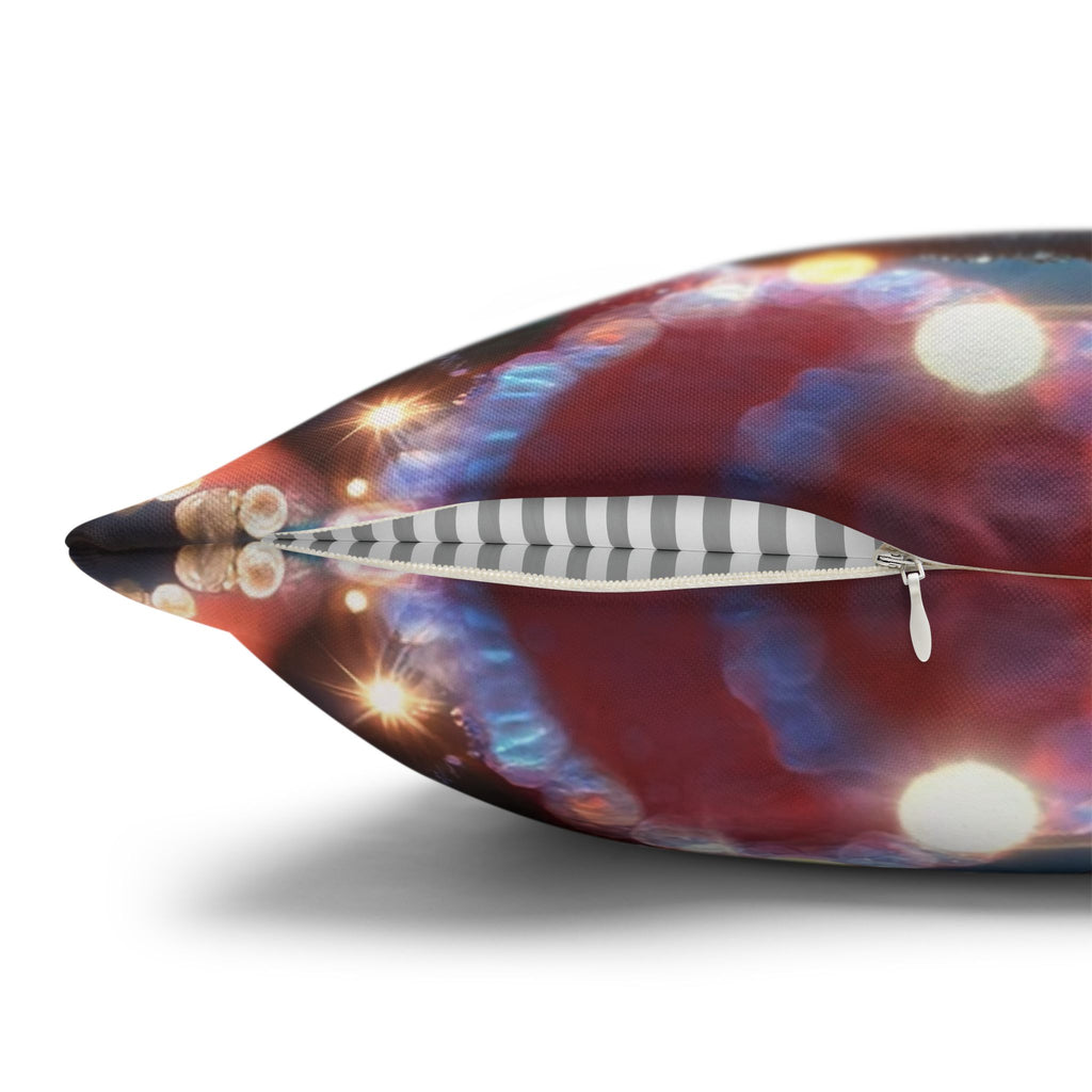 Red flowers with grey background - Polyester Square Pillowcase