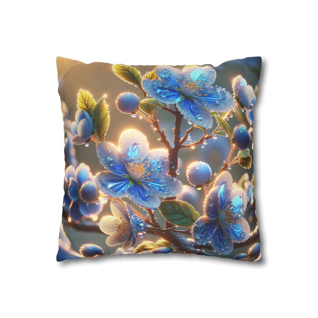 White-blue flowers - Suede Square Pillowcase