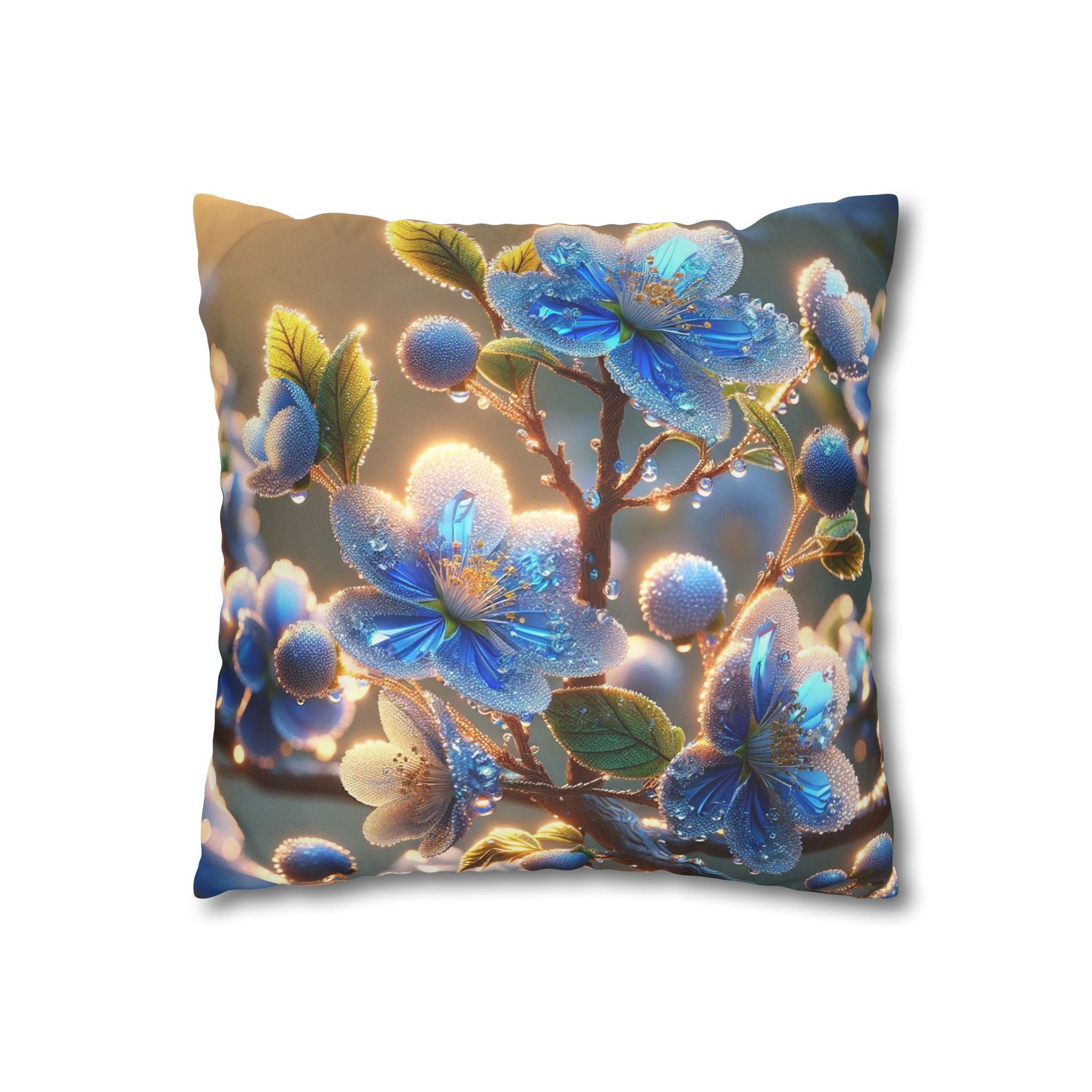 White-blue flowers - Suede Square Pillowcase