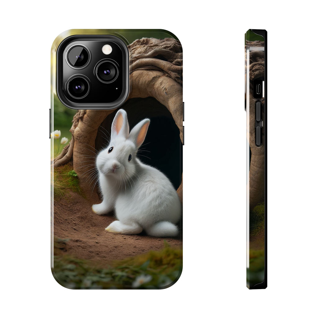 White curious rabbit - Tough Phone Case