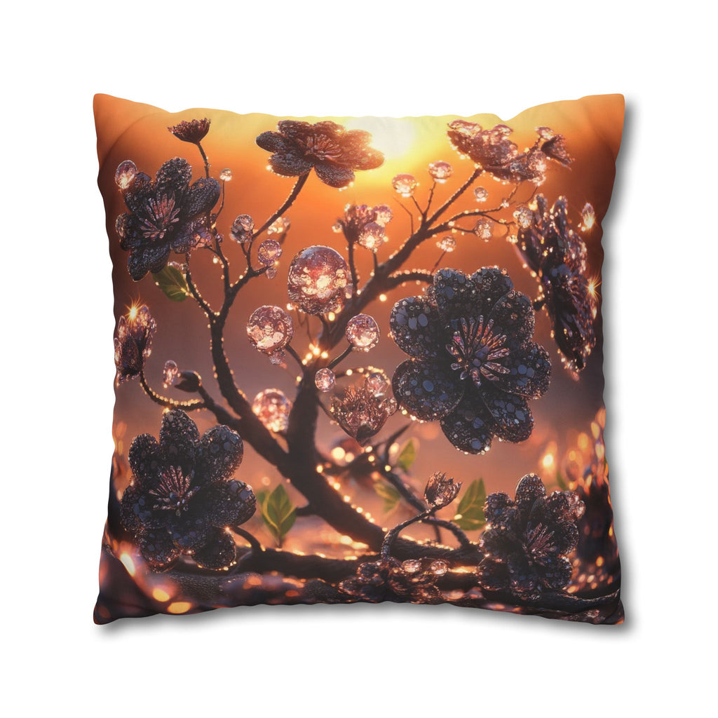 Black diamond flowers (in sunset) - Suede Square Pillowcase