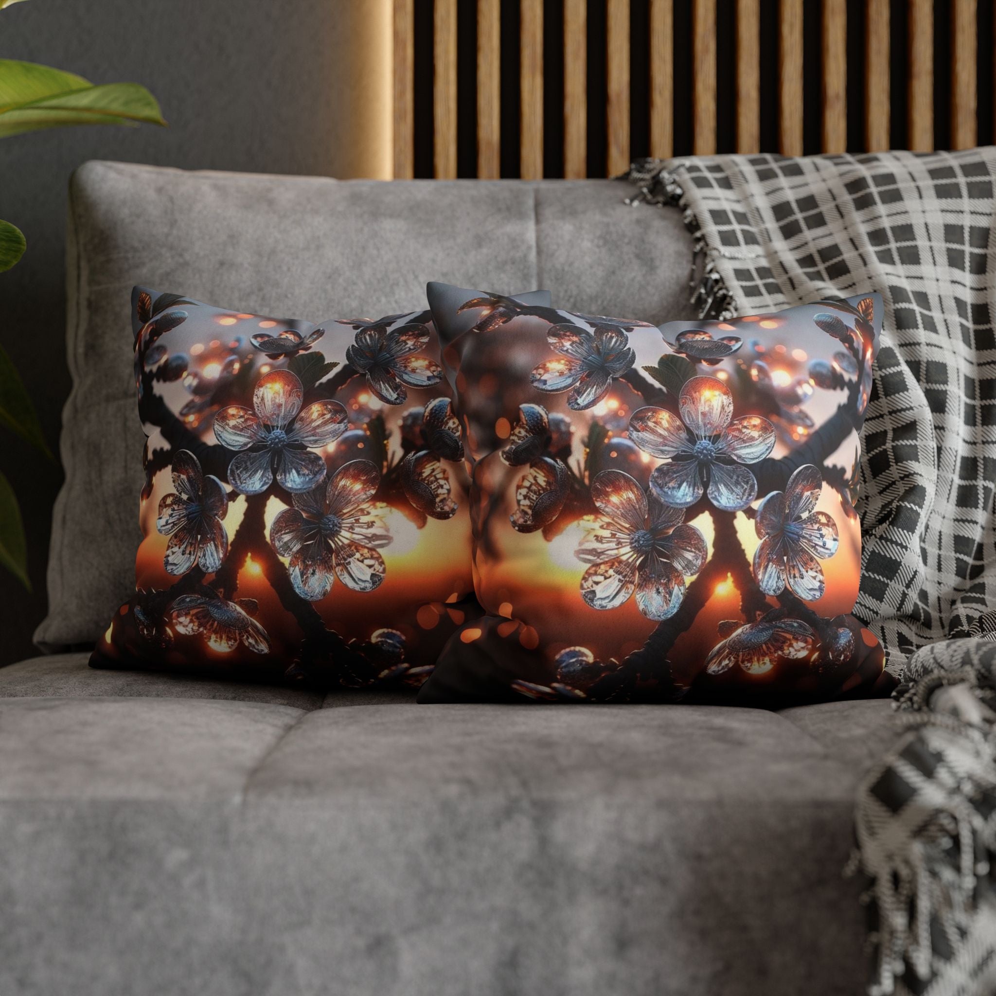 White, diamond flowers (in the evening) - Suede Square Pillowcase