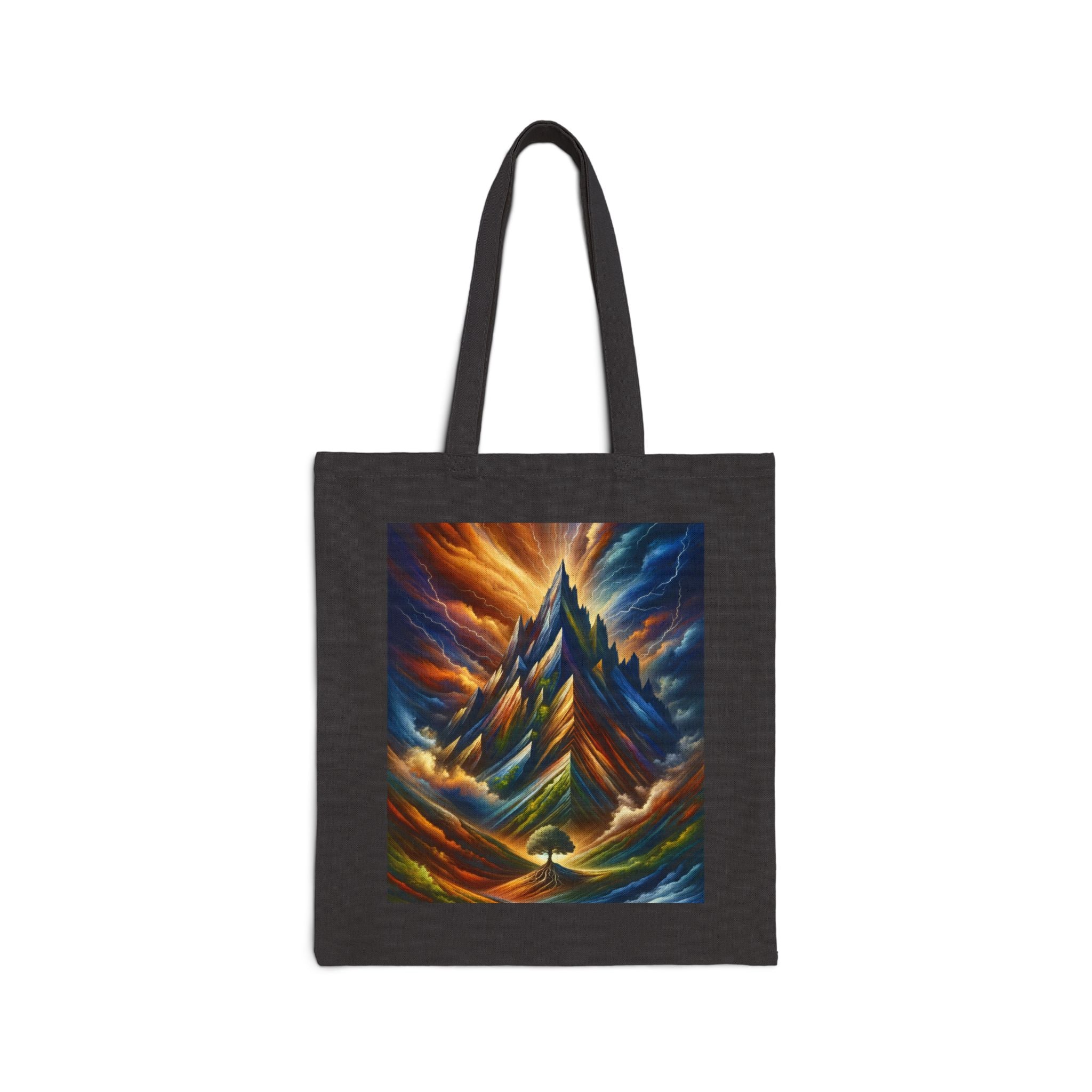 Vibrant Mountain Art Tote Bag, Eco-Friendly Canvas Bag, Reusable Shopping Tote, Gift for Nature Lovers, Art Lovers' Tote