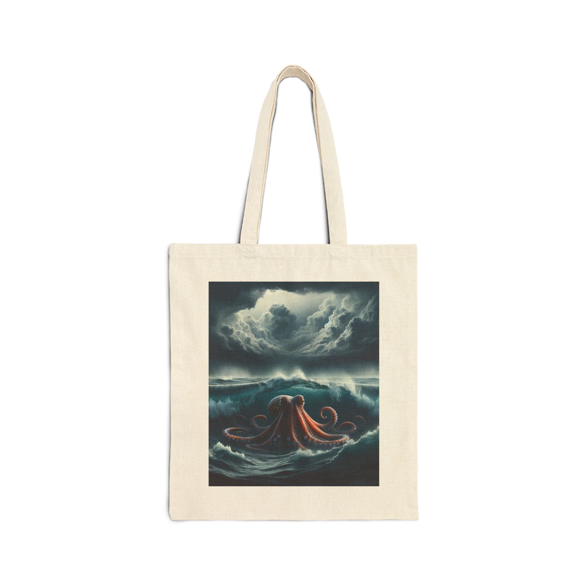 Ocean-Themed Cotton Canvas Tote Bag