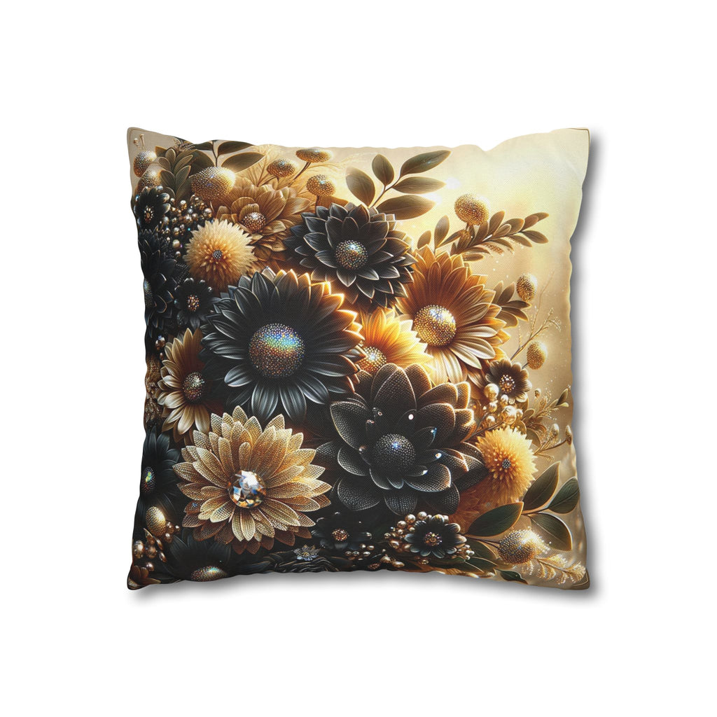 Black-golden Bouquet (2) - Polyester Square Pillowcase