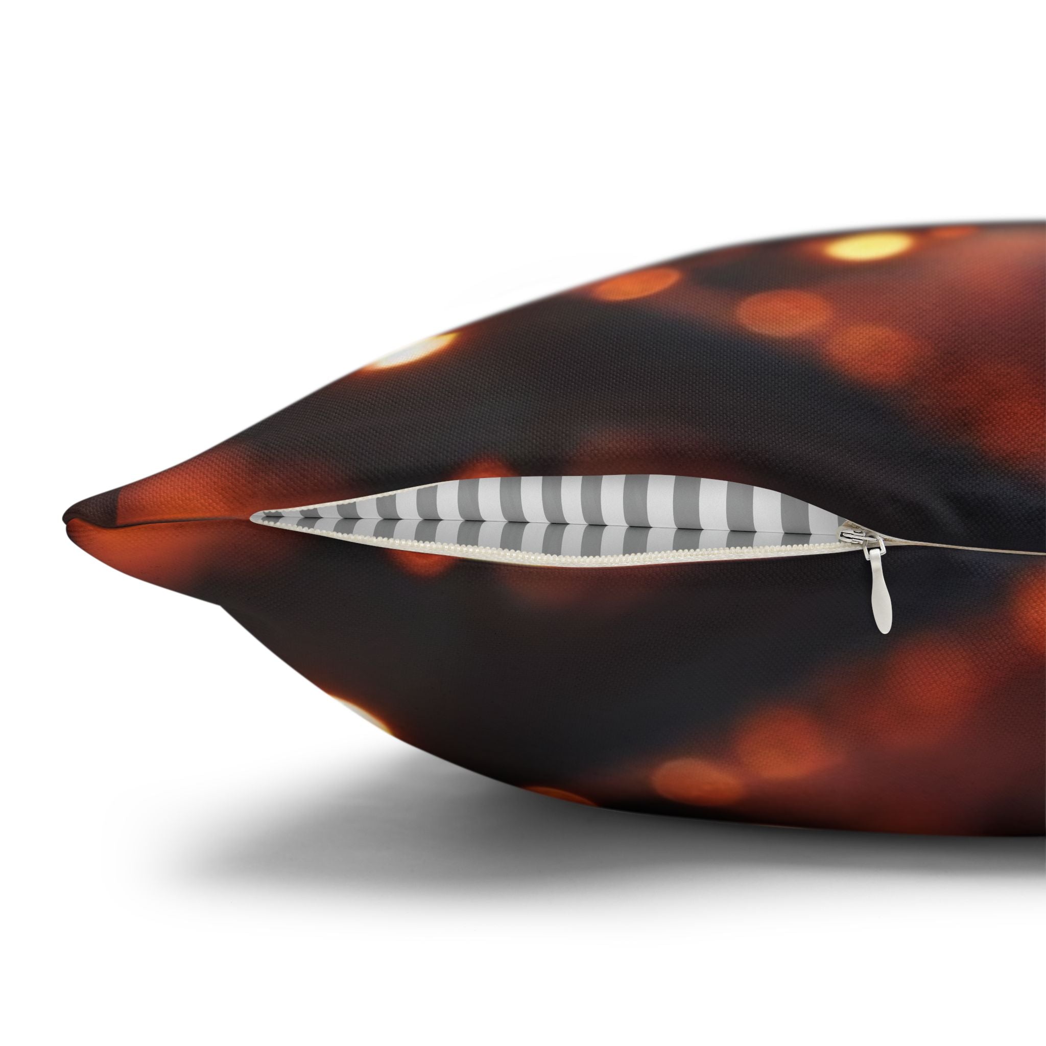 Orange flowers (brown background) - Polyester Square Pillowcase