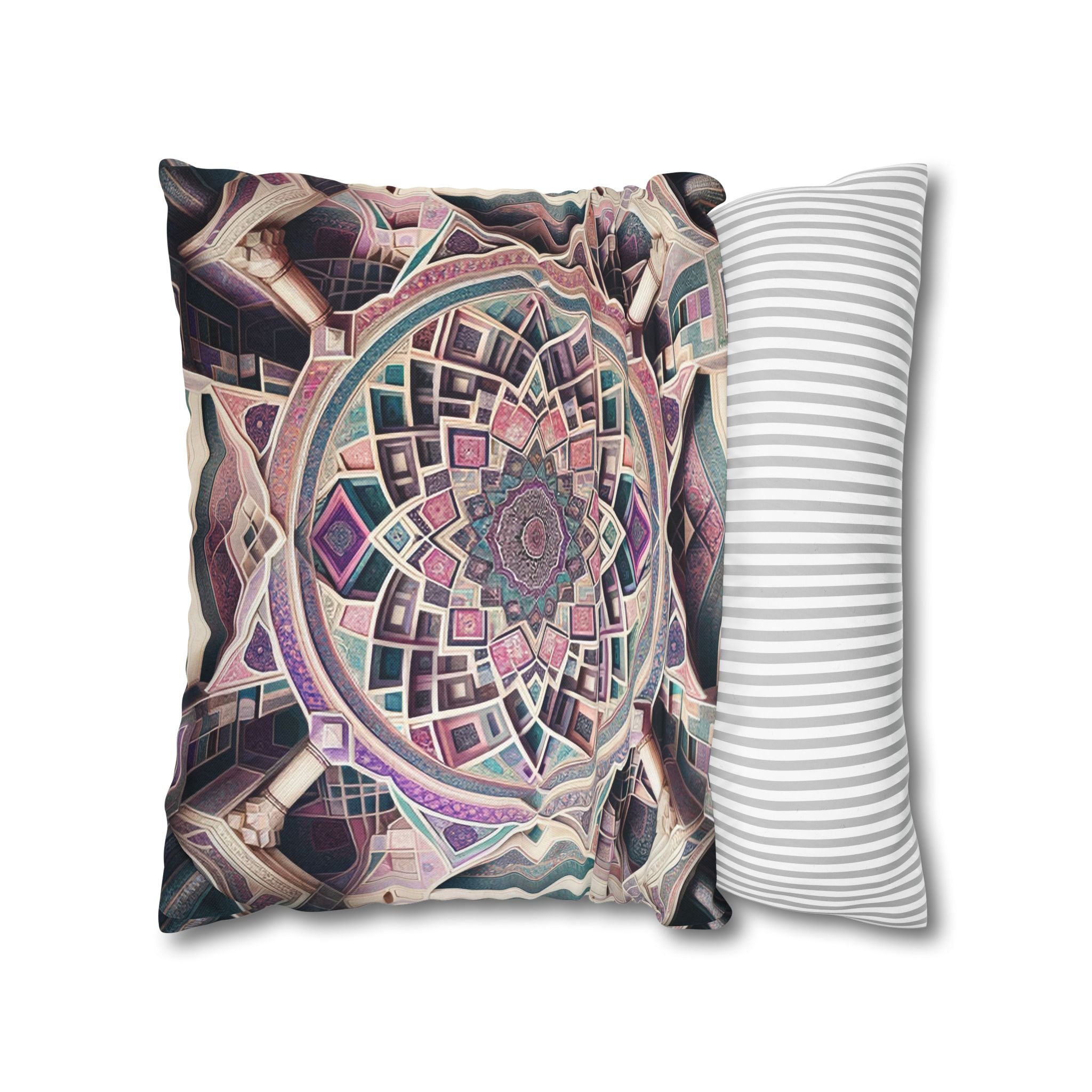Persian art, grey-pink - Polyester Square Pillowcase
