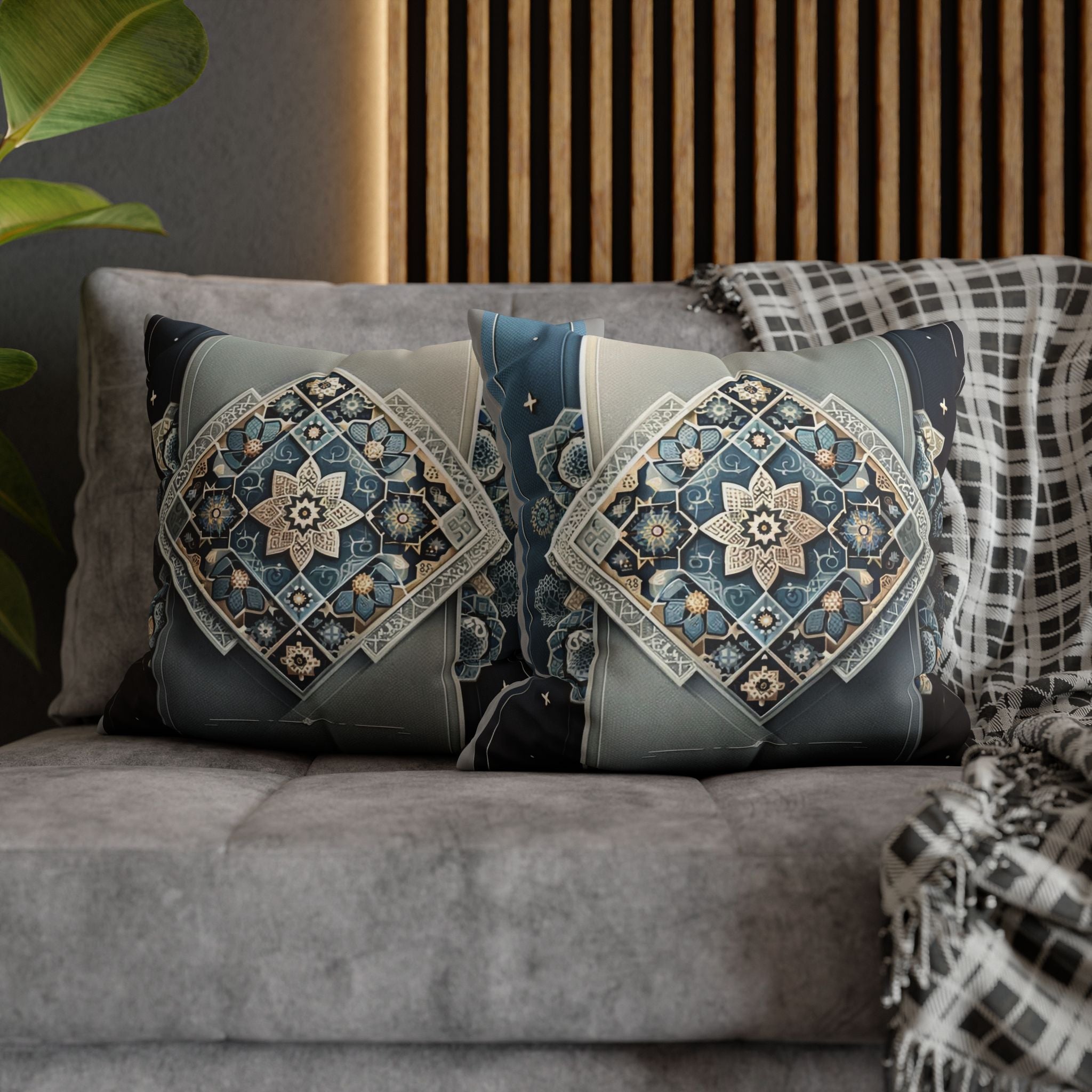 Islamic Art (blue-grey) - Suede Square Pillowcase