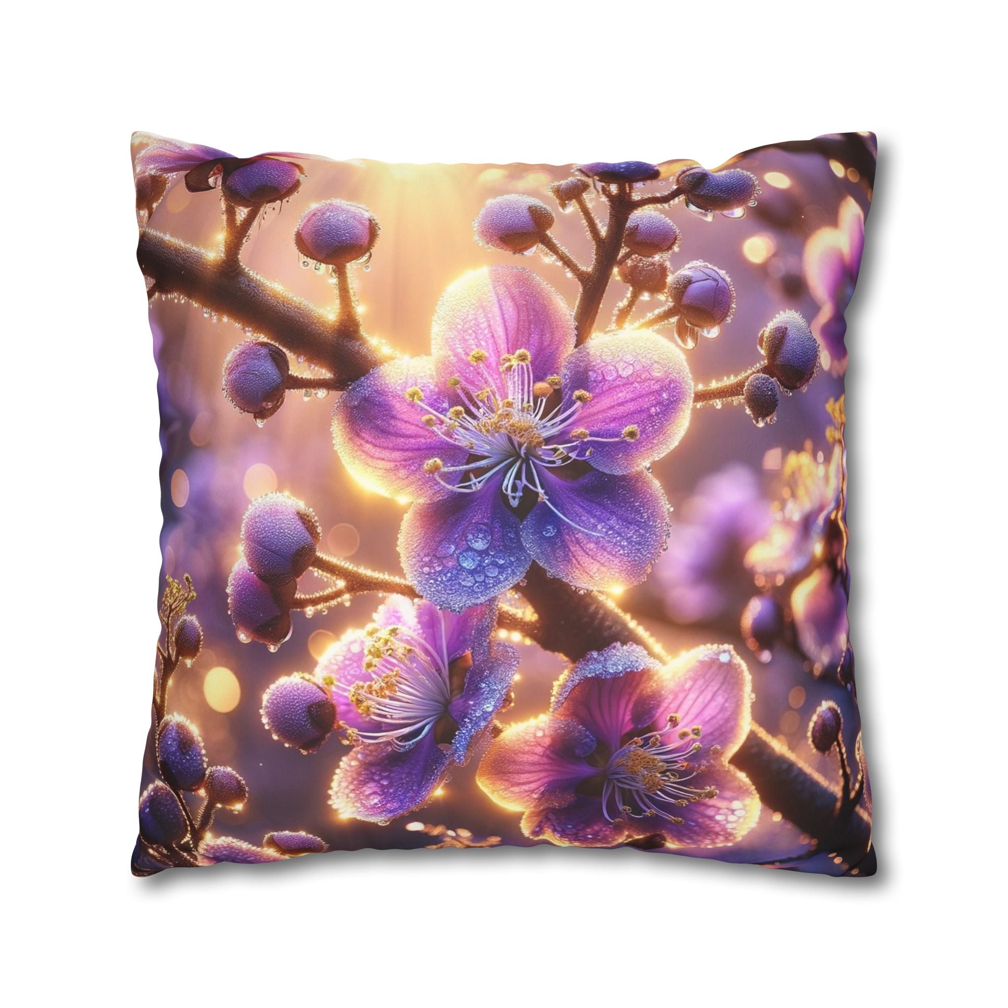 Lavender coloured flowers - Suede Square Pillowcase