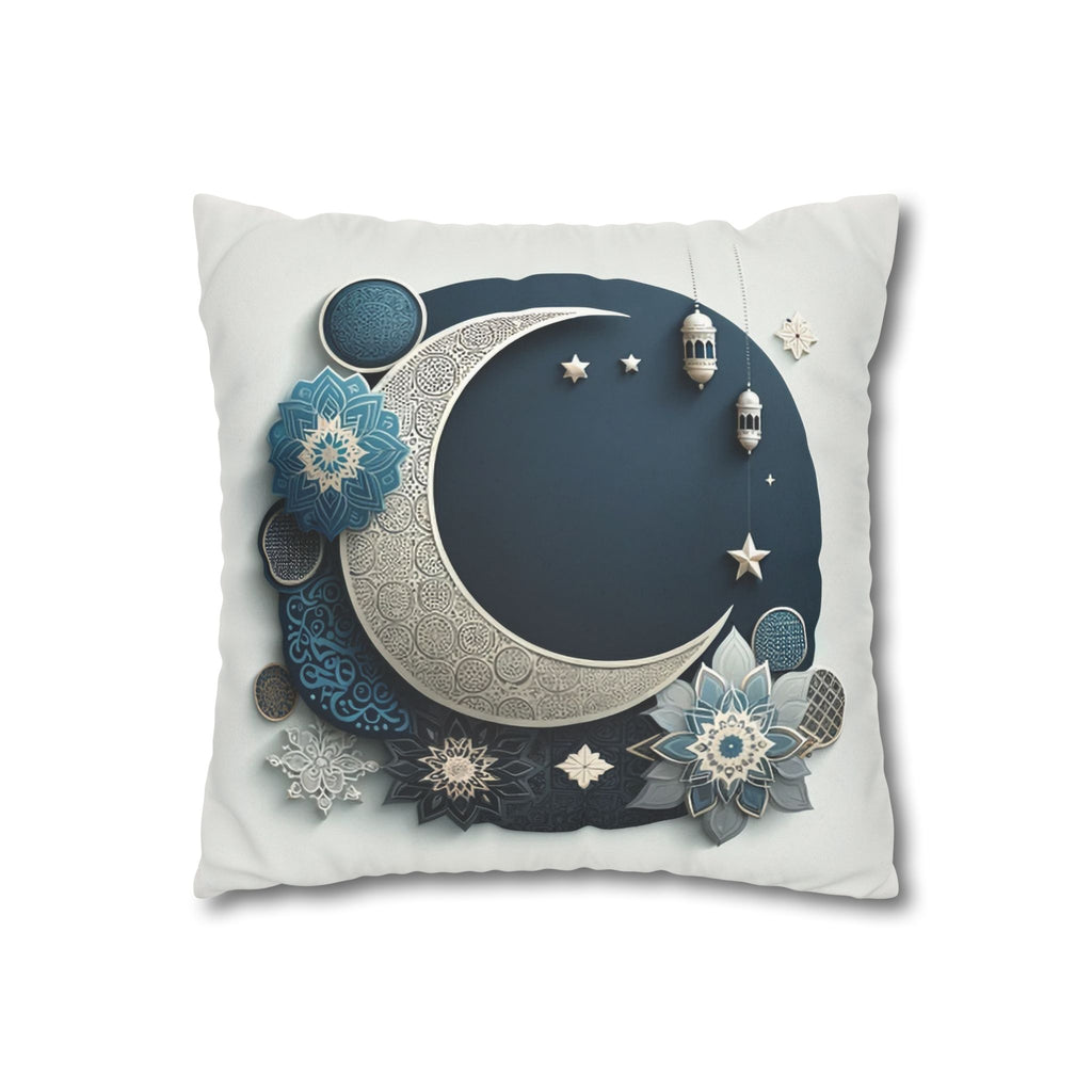 Islamic Art (large silver moon) - Suede Square Pillowcase