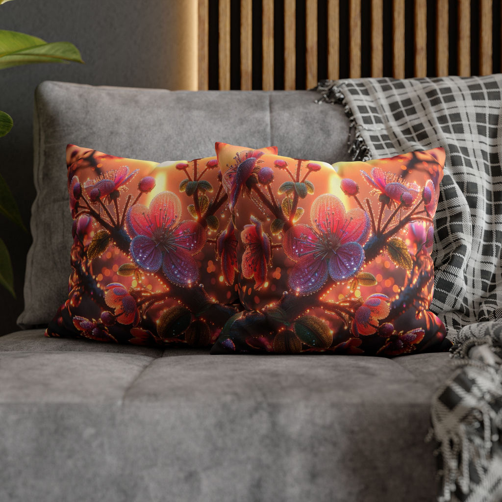 Pink diamond flowers - Suede Square Pillowcase