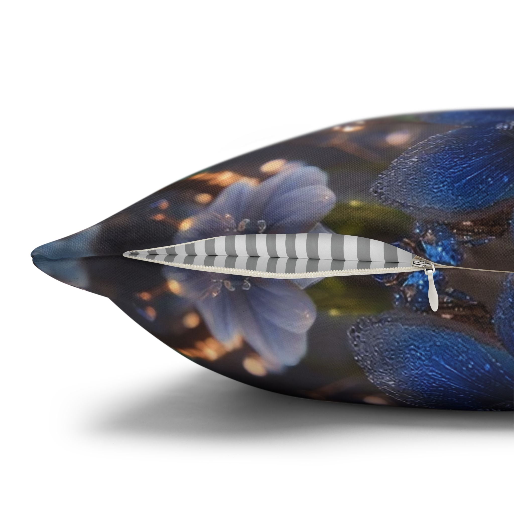 Blue, diamond flowers (4) - Polyester Square Pillowcase