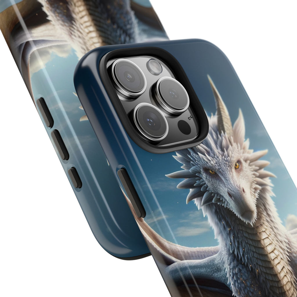 White dragon on a rock - Tough Phone Case