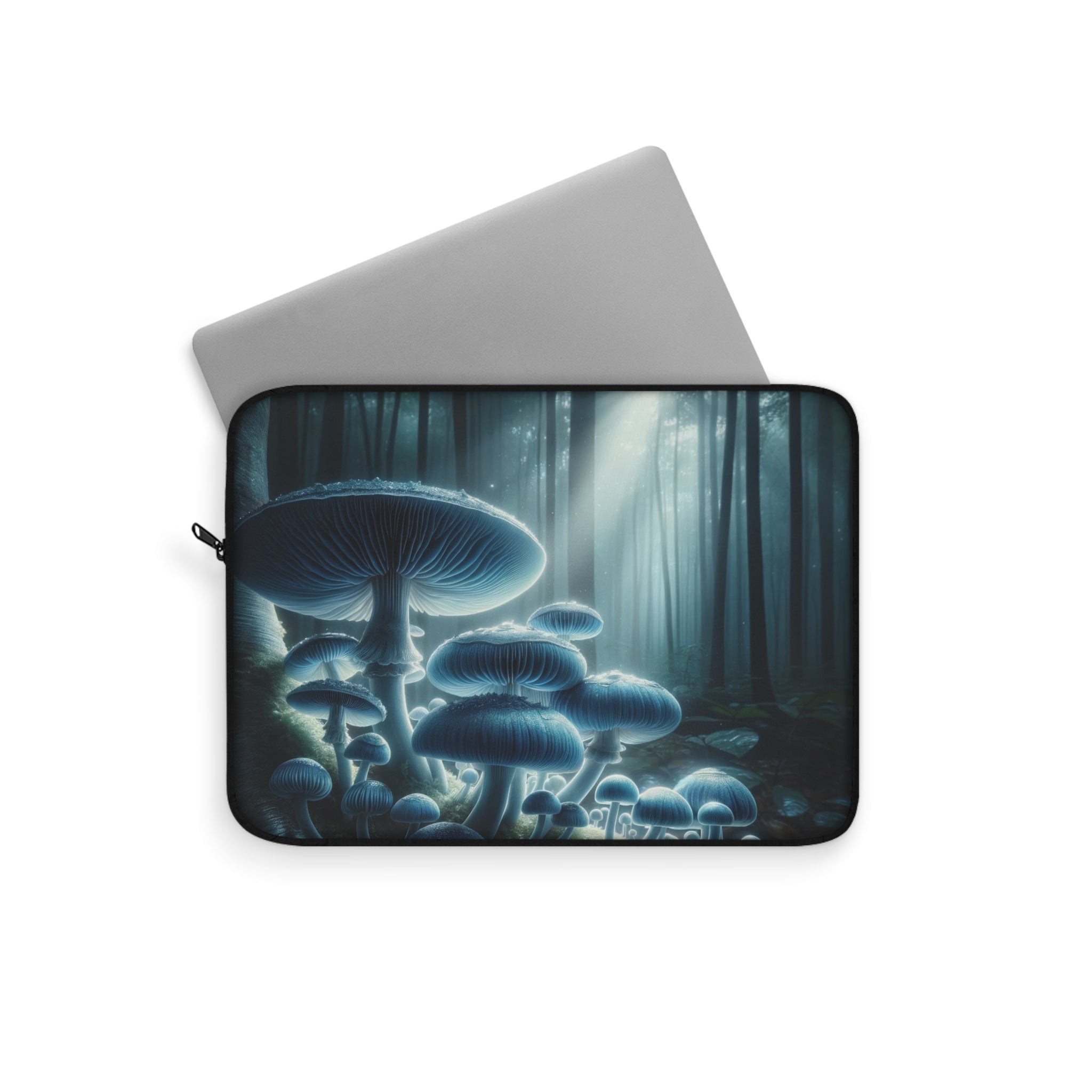 Blue color mushrooms in the forest - Laptop Sleeve
