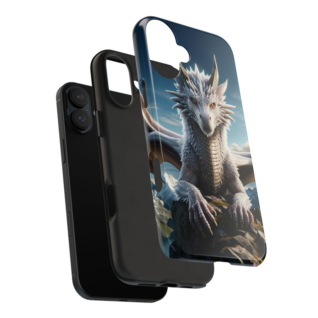White dragon on a rock - Tough Phone Case