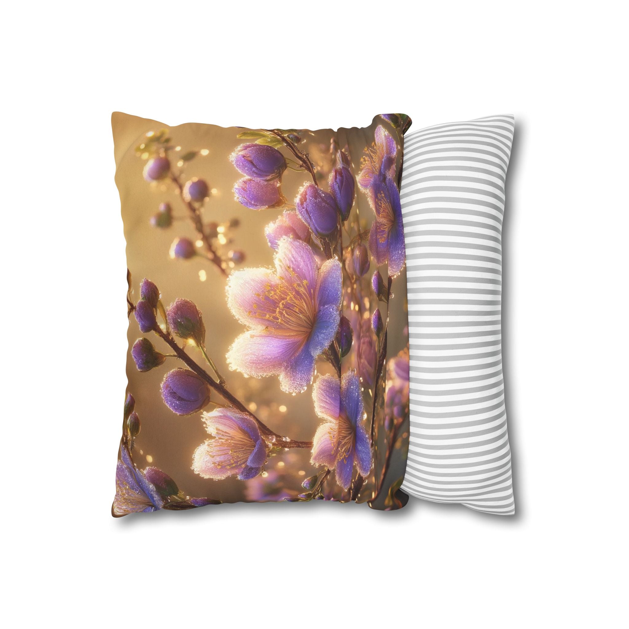 Purple and white flowers - Suede Square Pillowcase