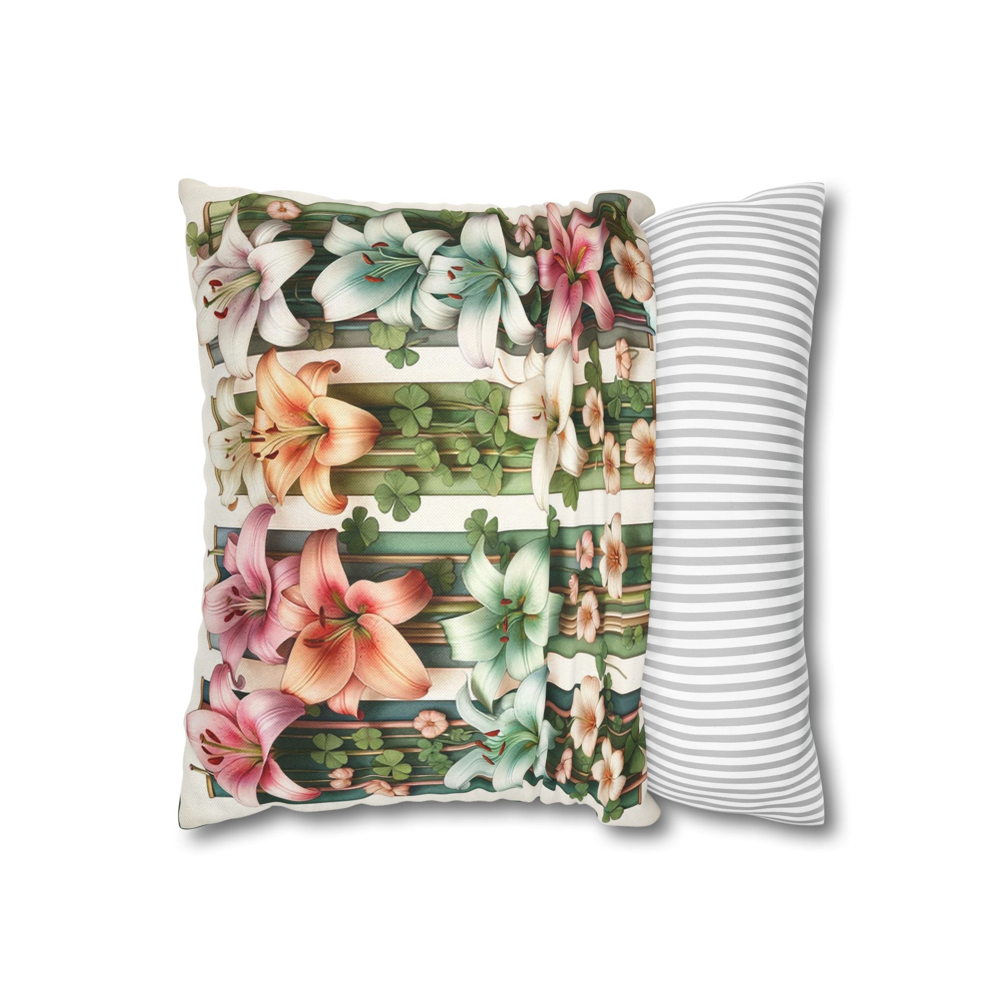 Lilies with little leaves - Polyester Square Pillowcase
